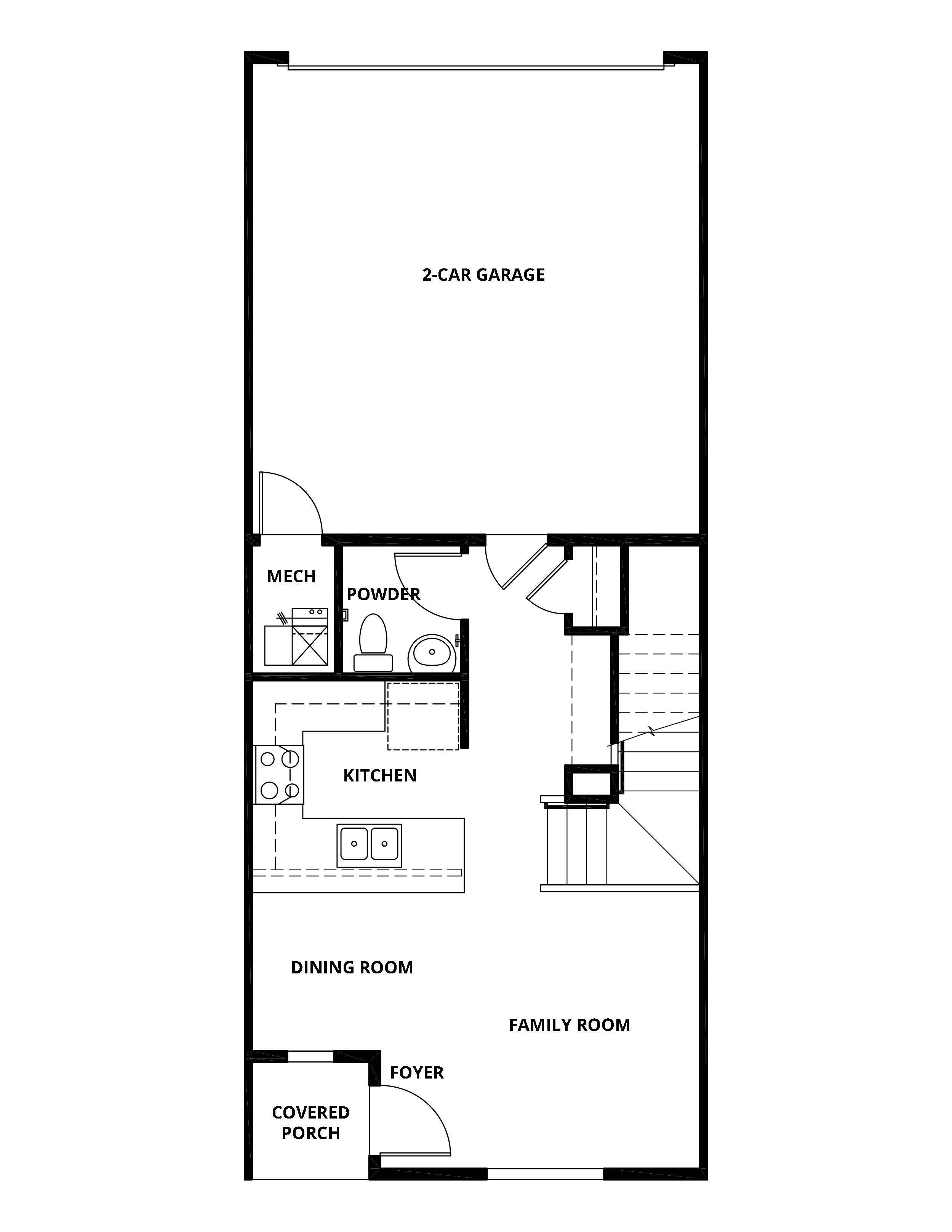 The first floor has a chef ready kitchen and a spacious family room.