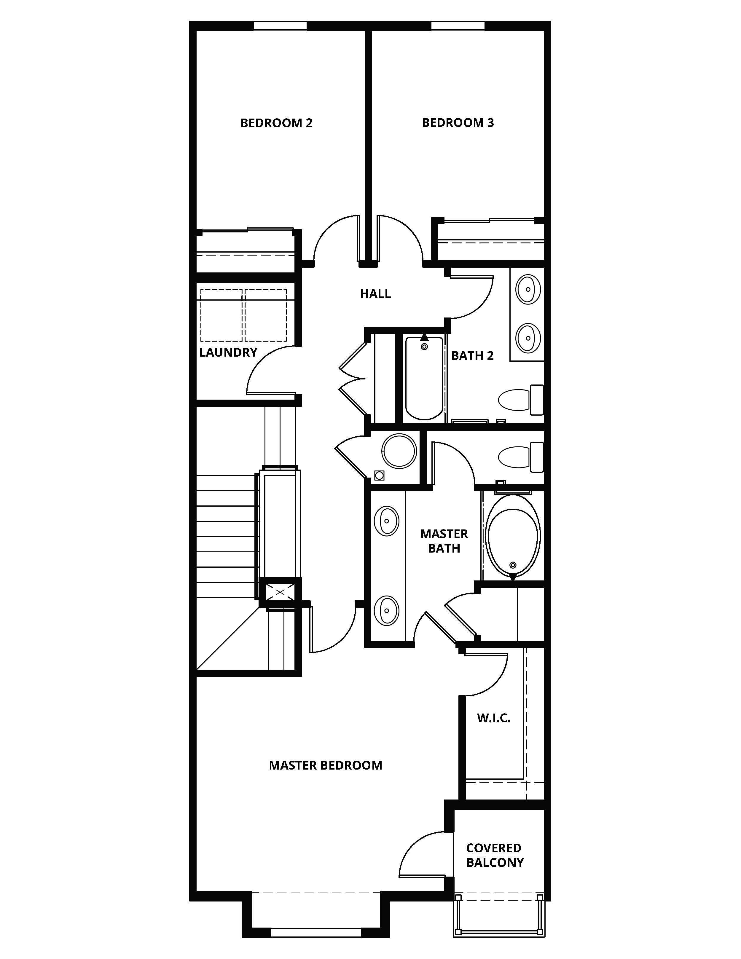 The second floor has the bedrooms and a laundry room.