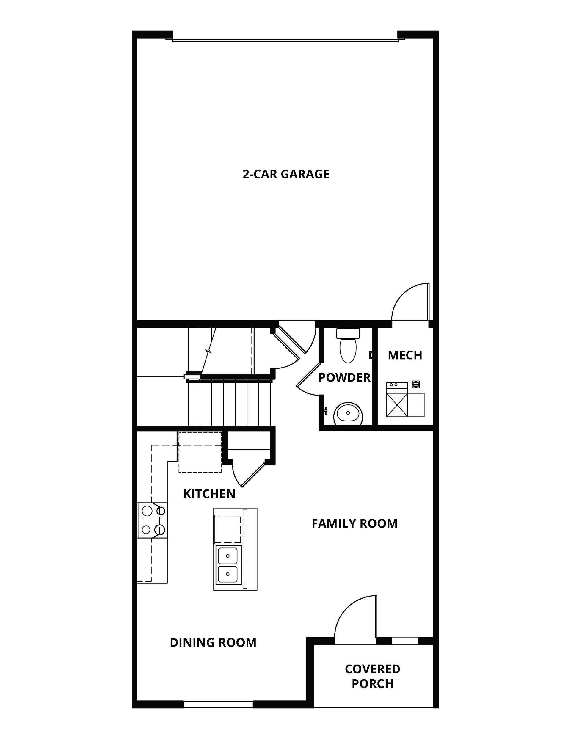 The first floor has the chef ready kitchen and spacious family room.