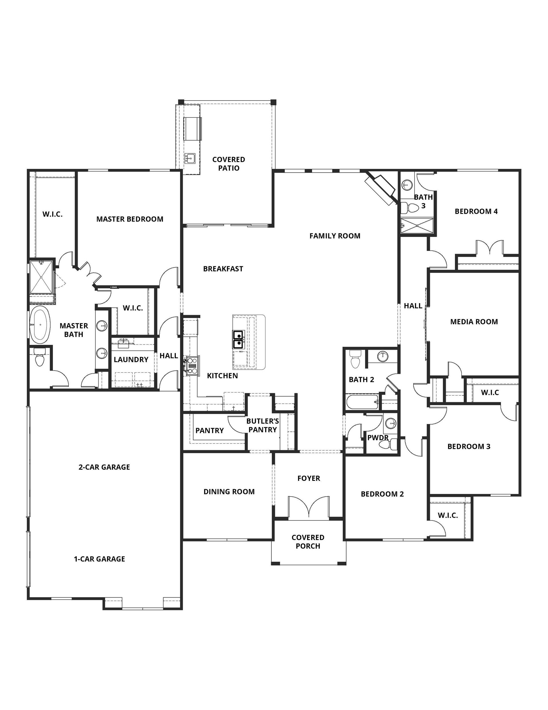The Aaron has a wonderful open floor plan with four bedrooms, a media room and an outdoor kitchen.