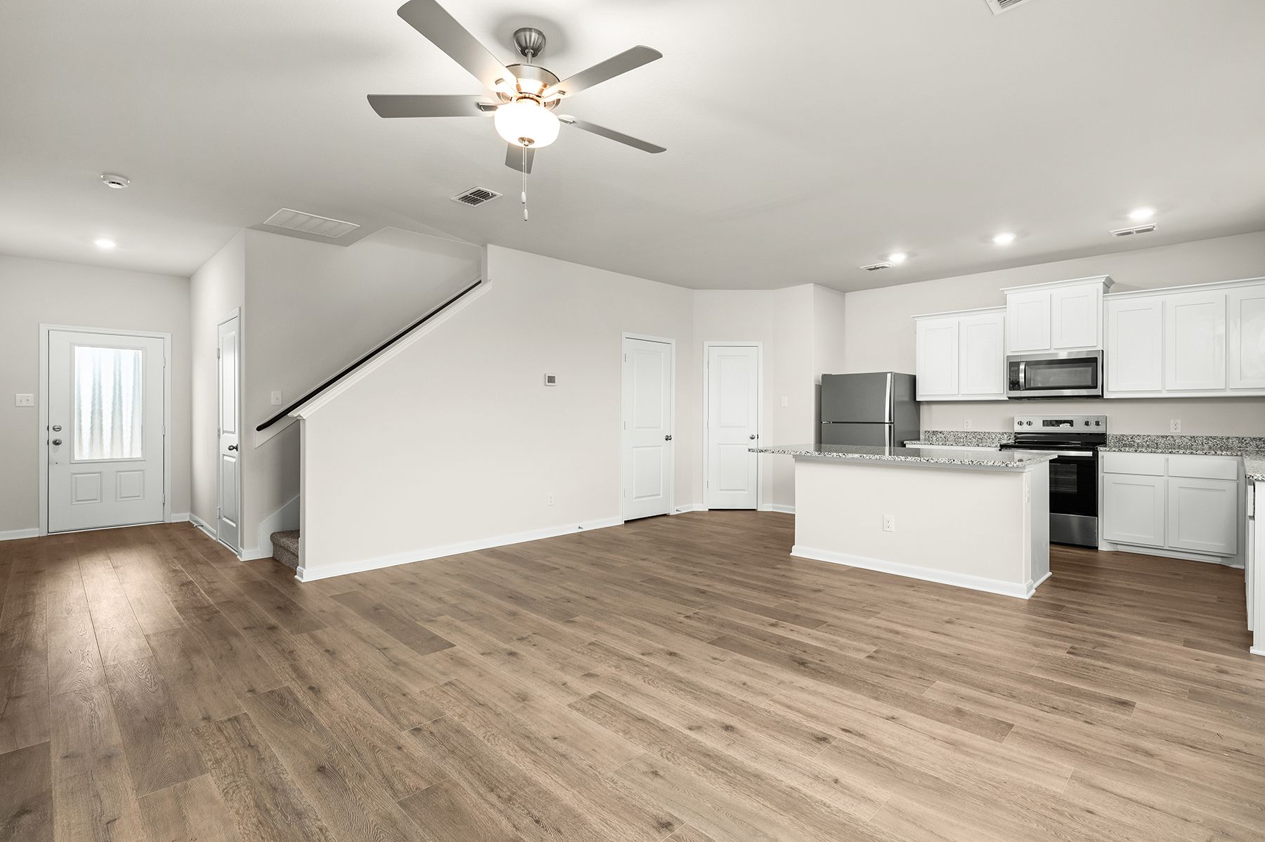 The kitchen of the Jaguar sits right off of the family room.