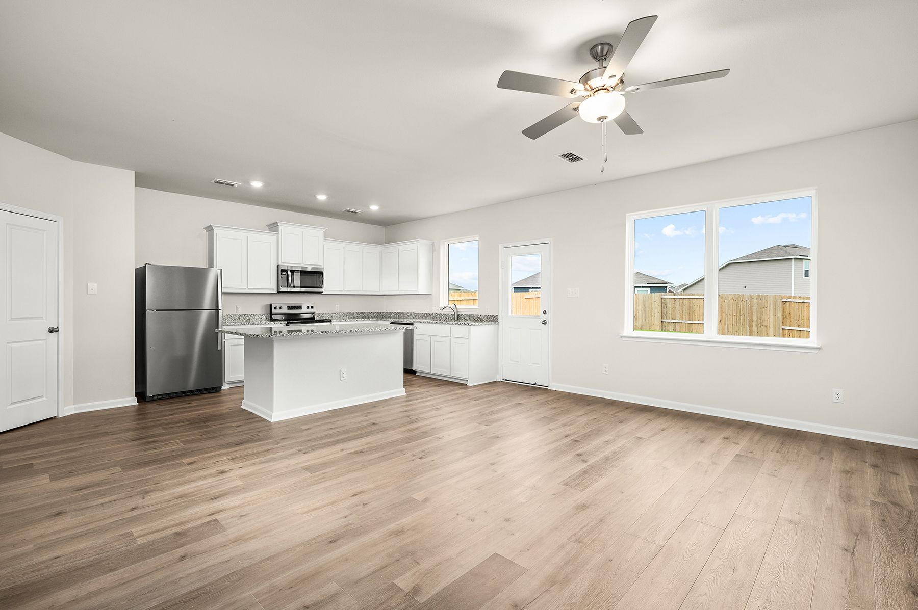 The kitchen of the Jaguar sits right off of the family room.