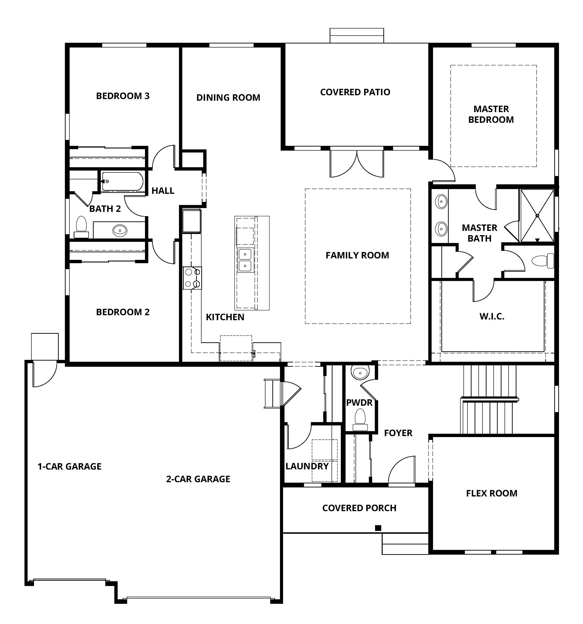 The Telluride plan has an open floor plan that is great for family living.