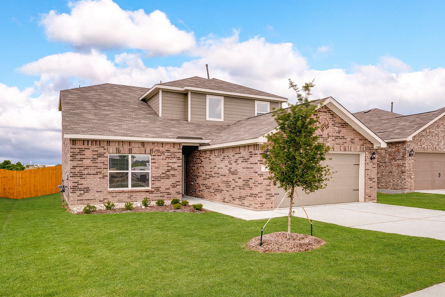The Cypress has a brick exterior.