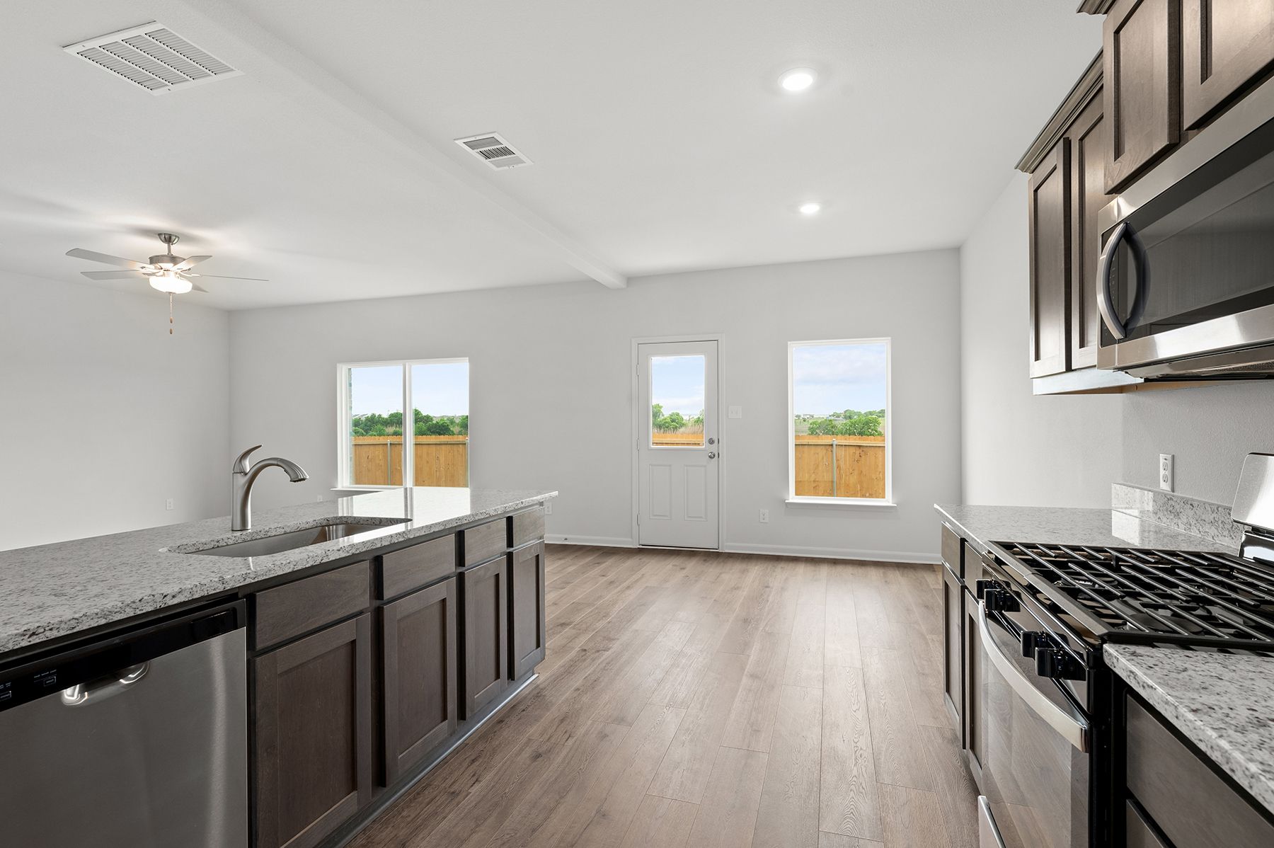 The dining room sits right off of the kitchen.