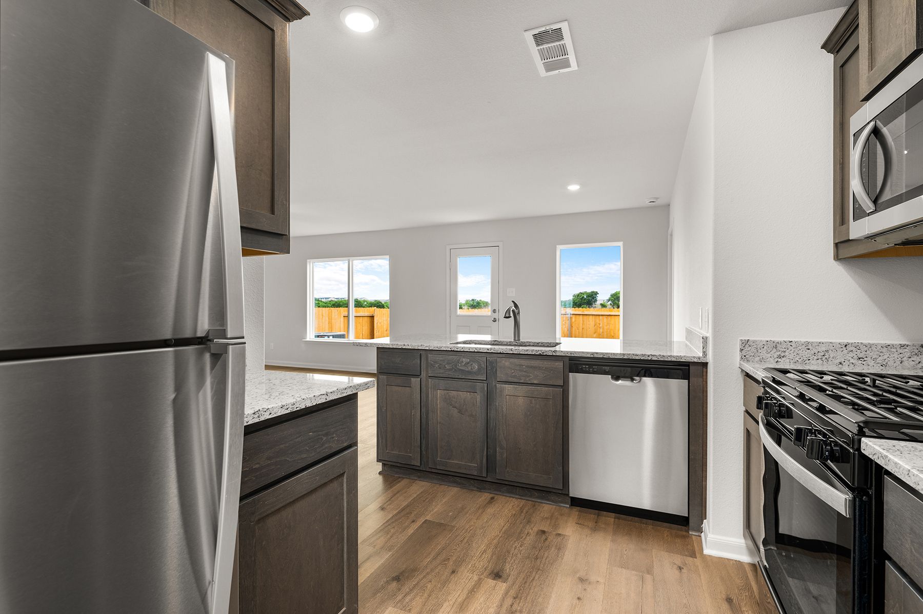 The kitchen has energy-efficient appliances.