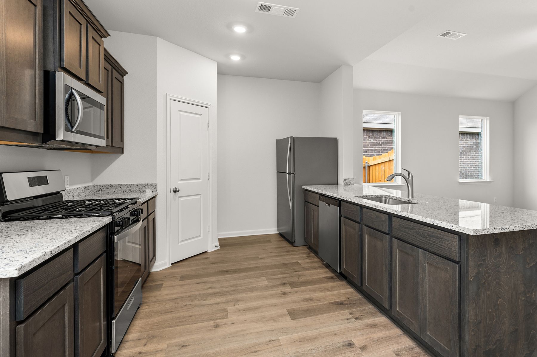 The kitchen has energy-efficient appliances.