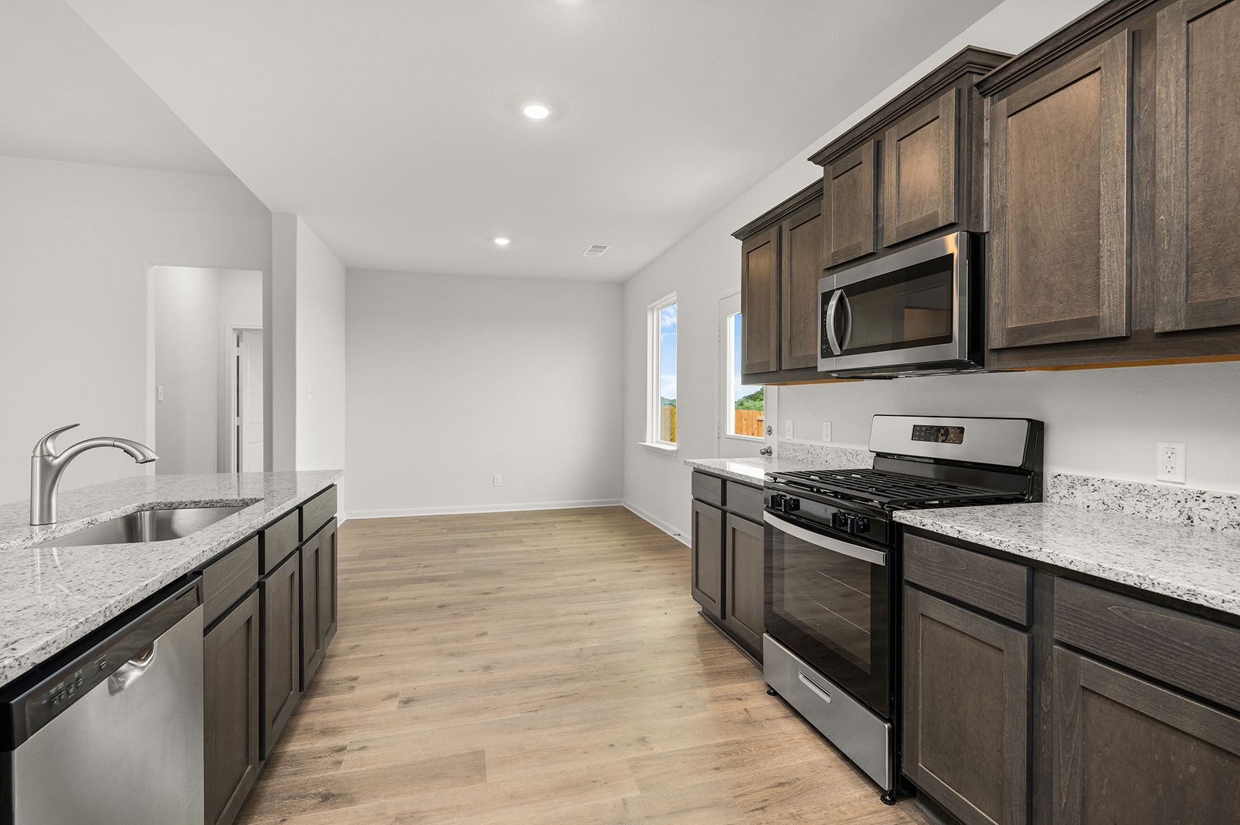 The dining room sits right off of the kitchen.