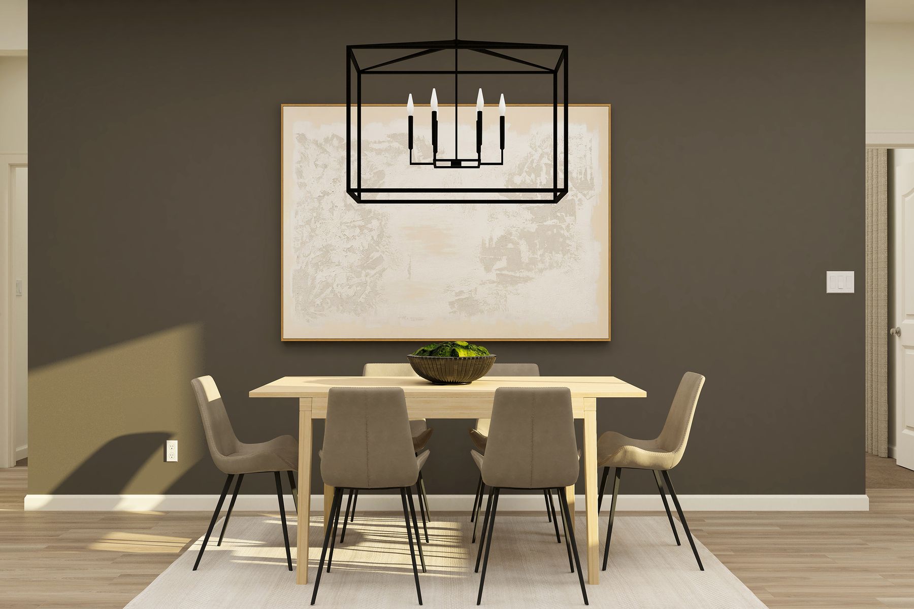 The dining room sits adjacent to the kitchen.