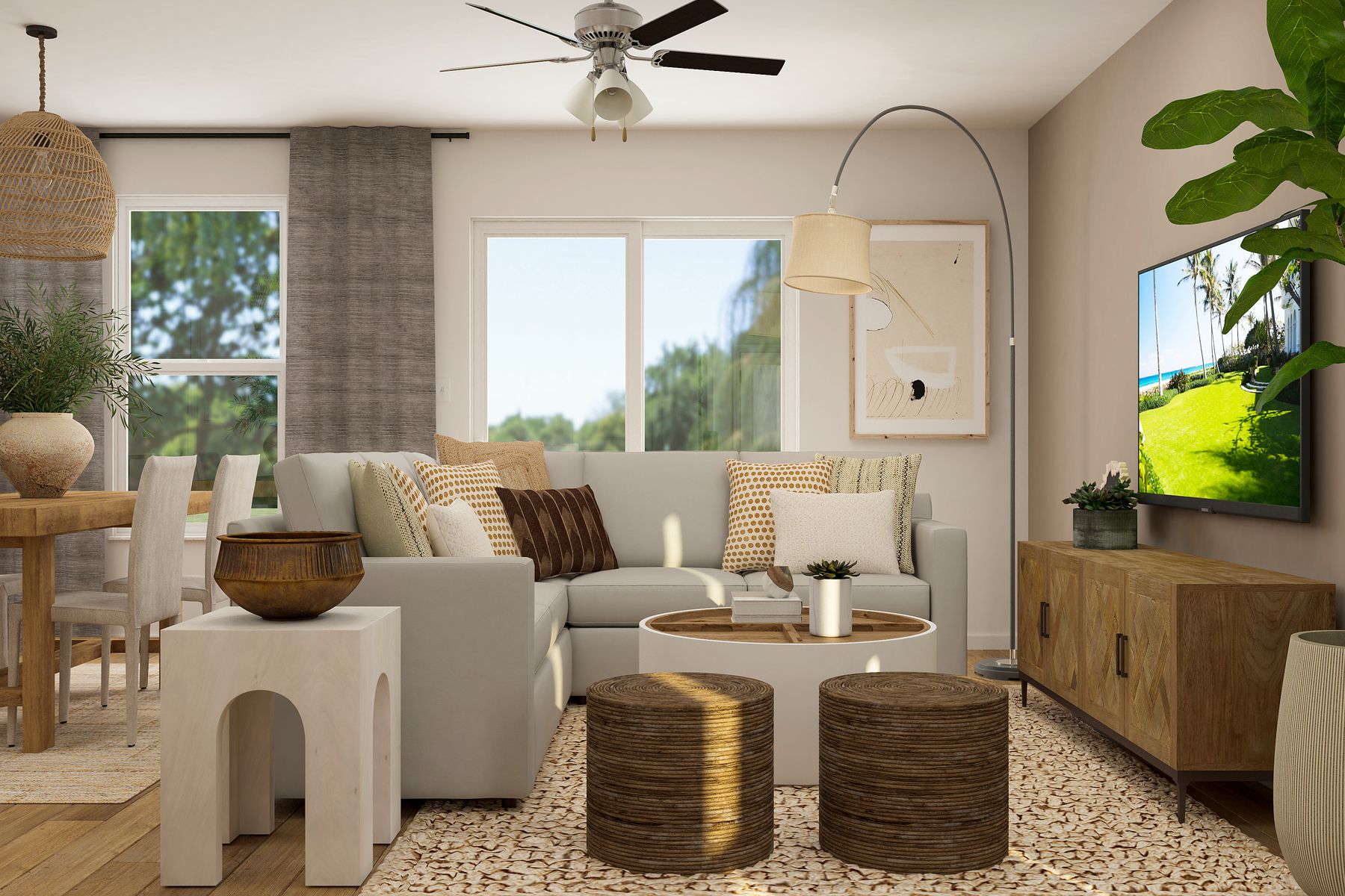The family room of the Delano has plenty of space for everyone to gather.