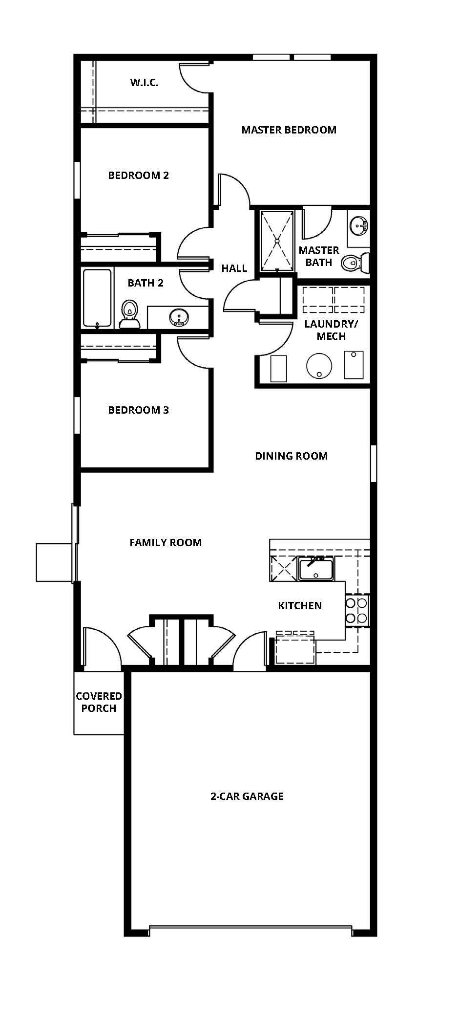 The Davis has a chef ready kitchen and spacious family room.