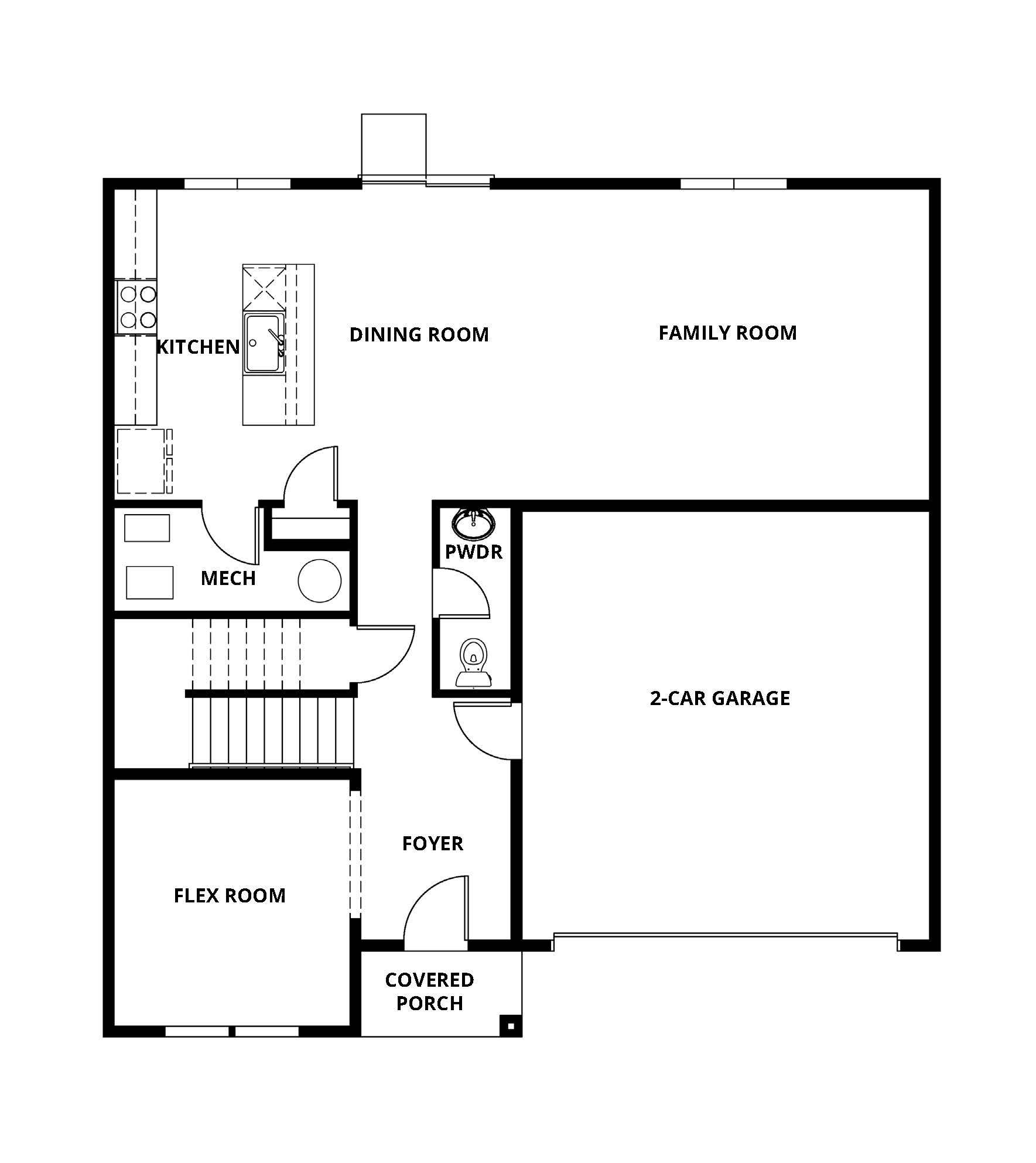 The first floor of the Palmer has the kitchen and family room.