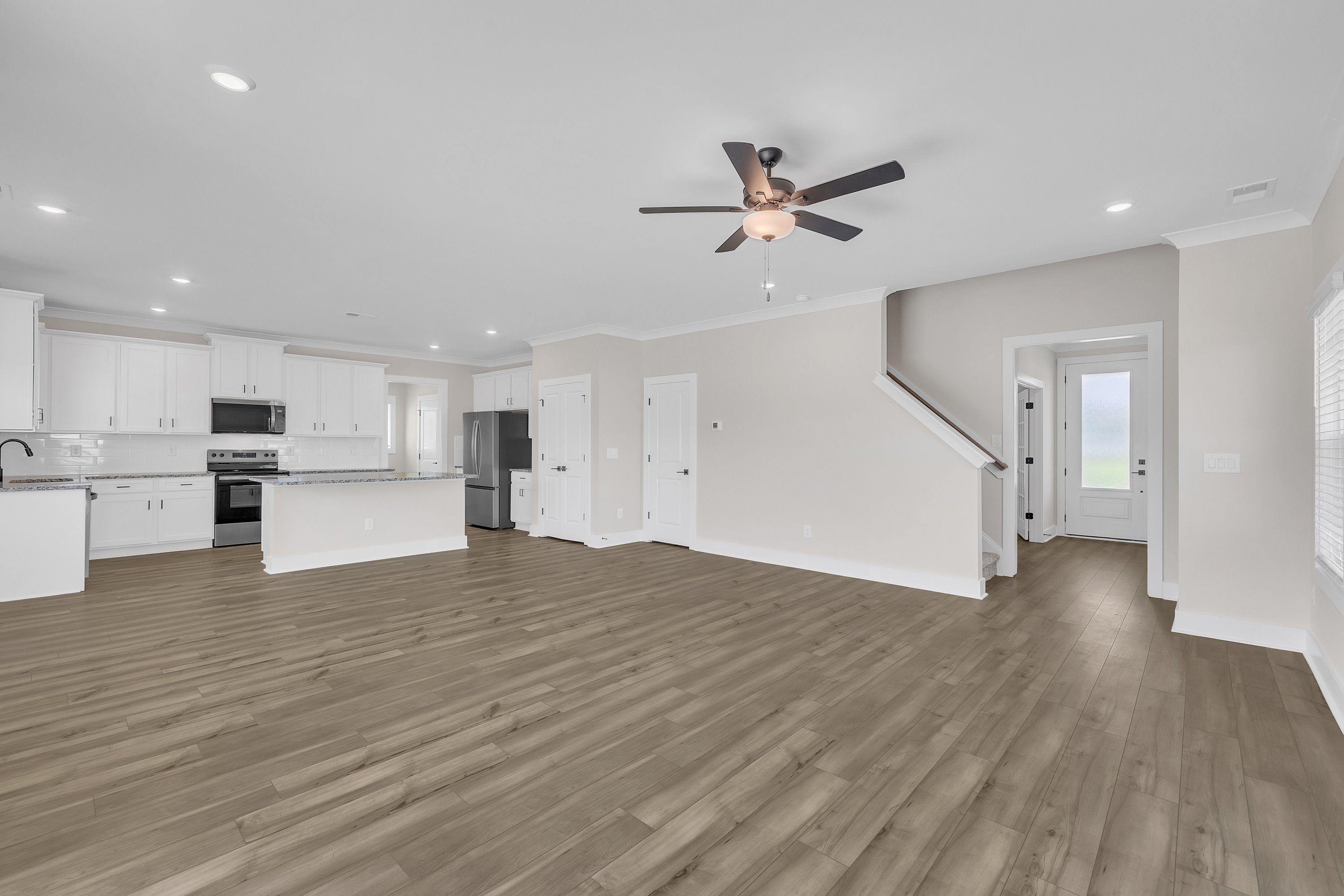 The living area connects to the living room. 
