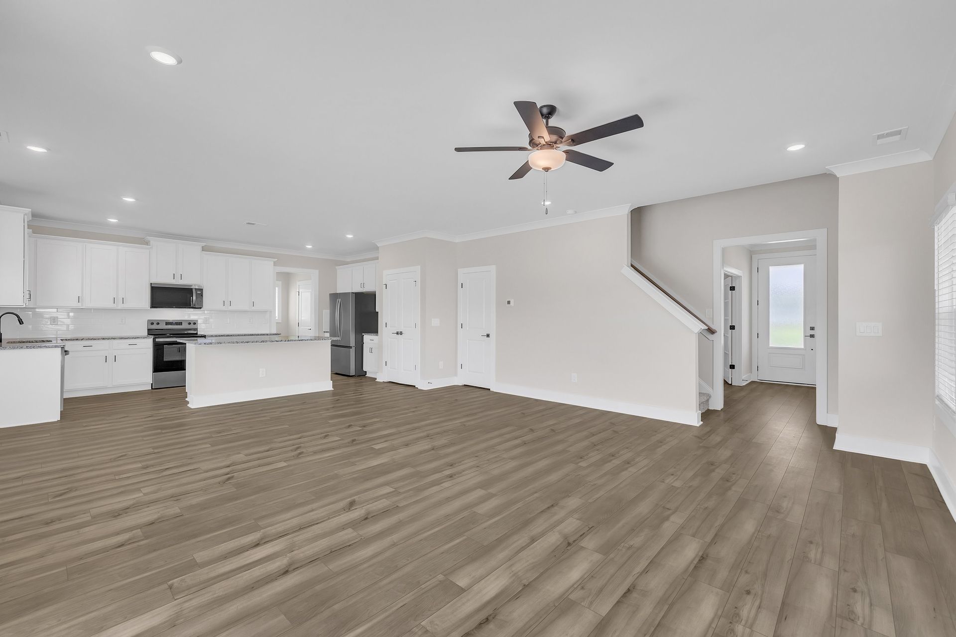 The living area connects to the living room. 