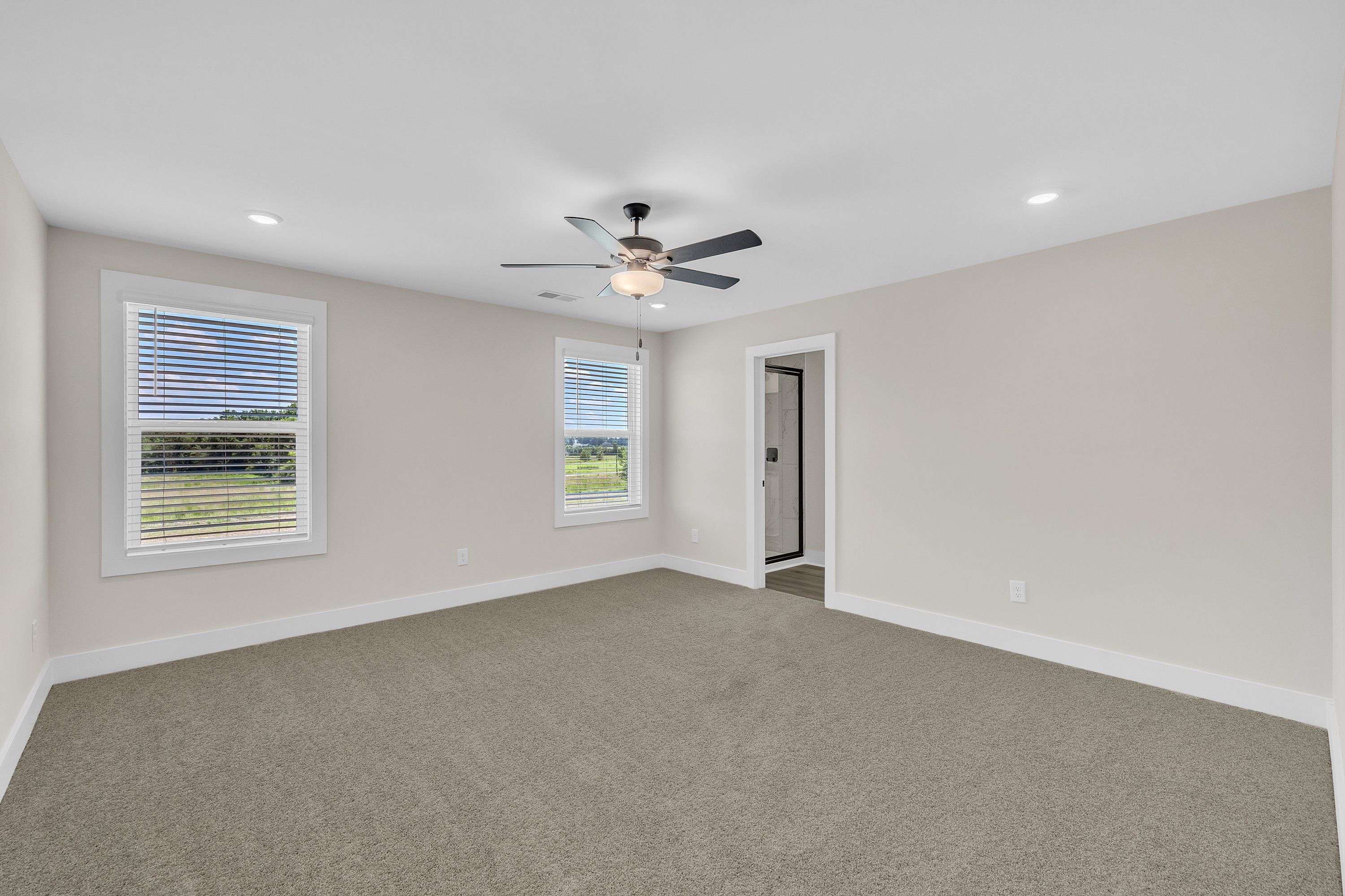 This bedroom has carpet.