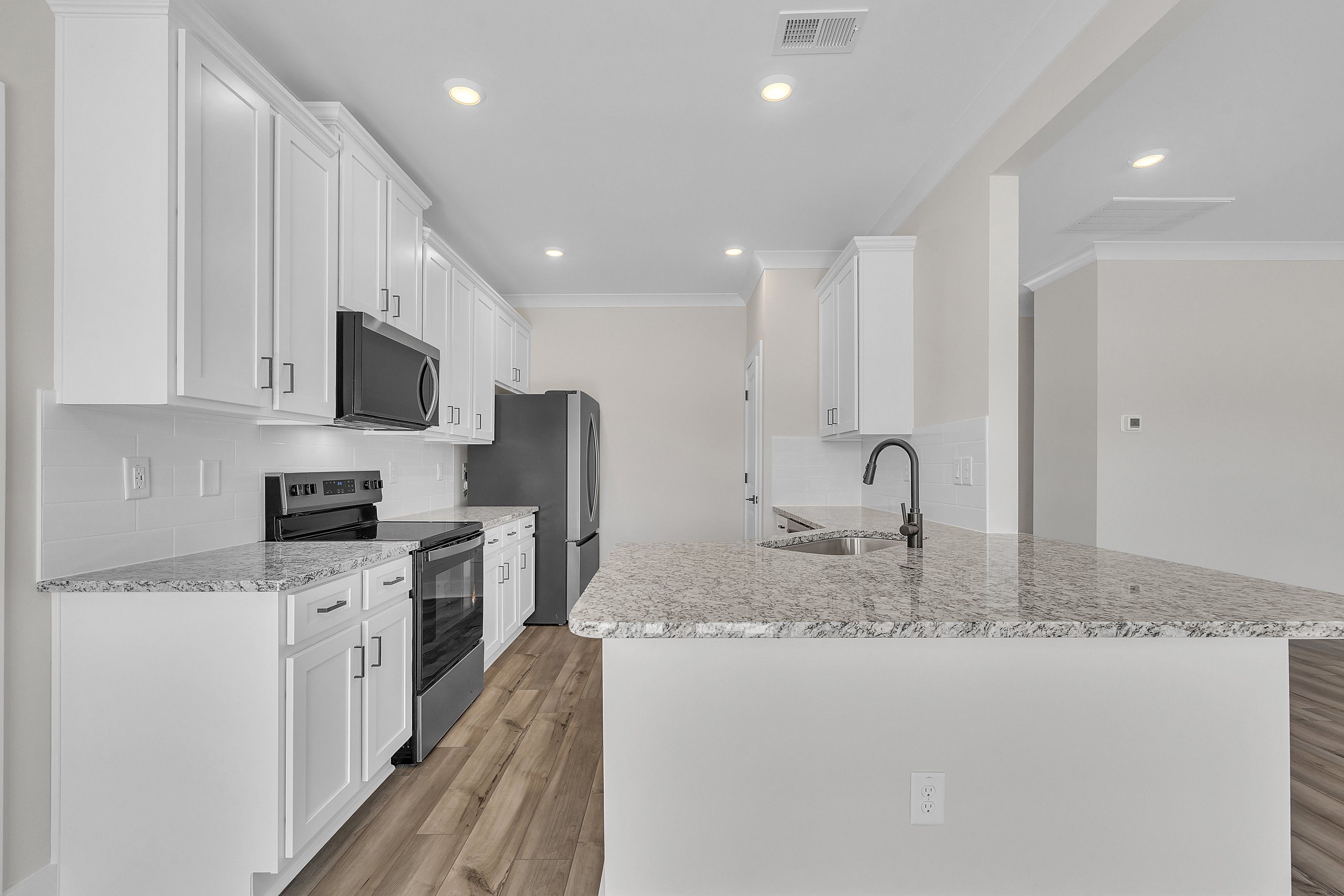 Angled view of the kitchen