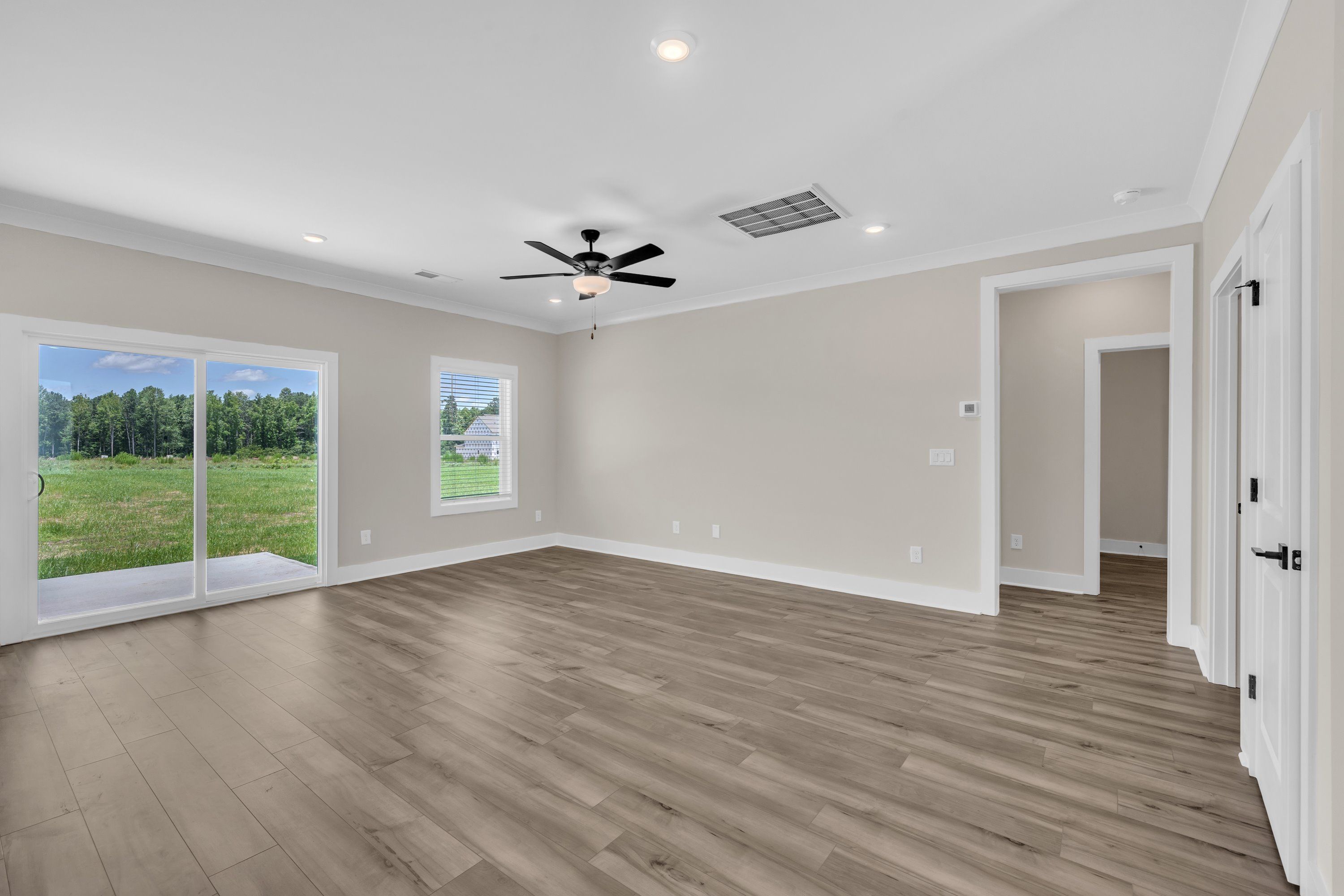 Open-concept layout with lots of windows. 