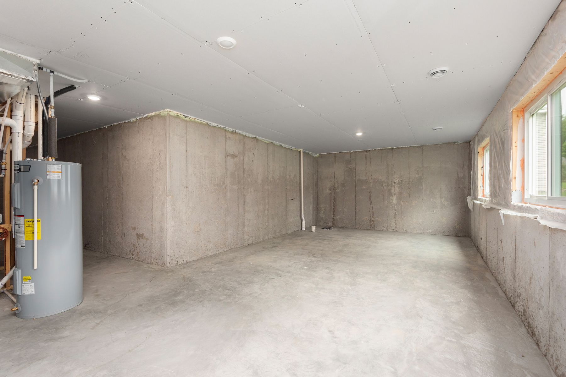 There is an unfinished basement.