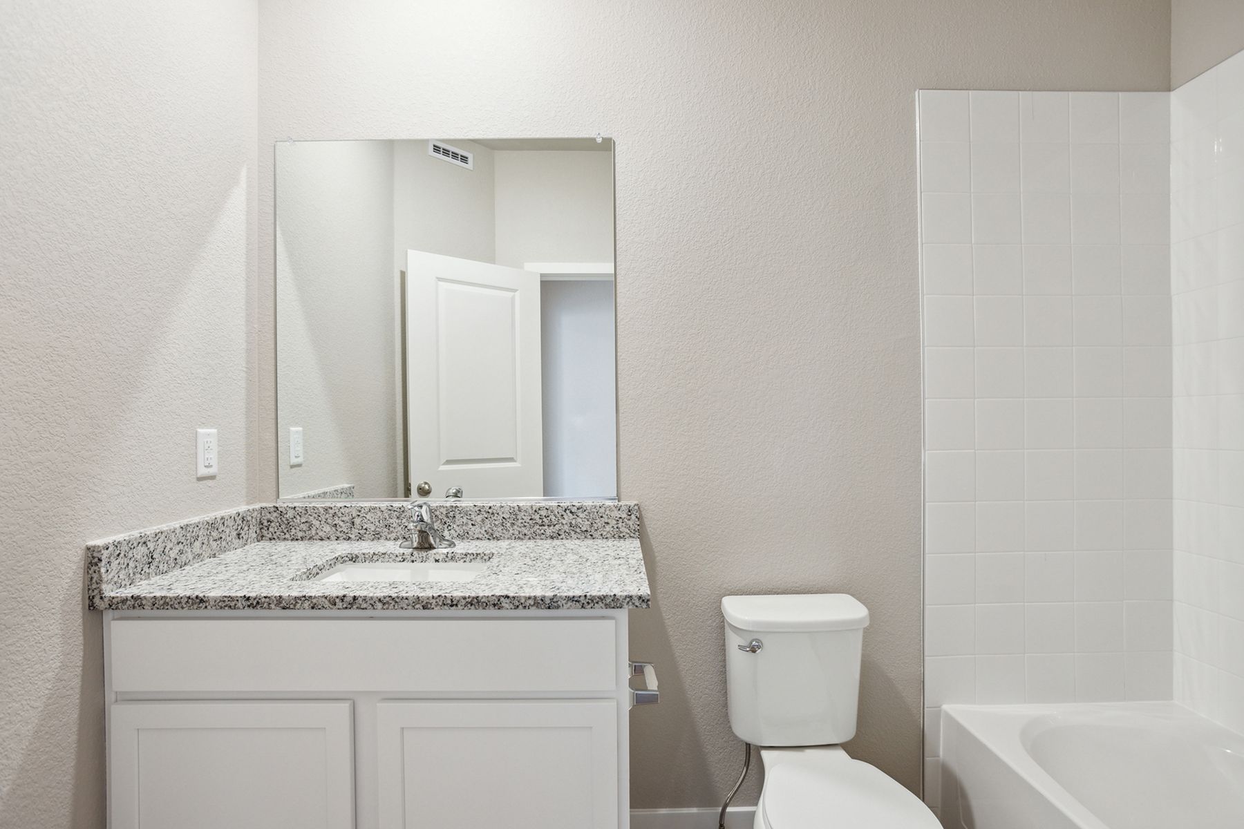The secondary bathroom has the tub/shower combo.
