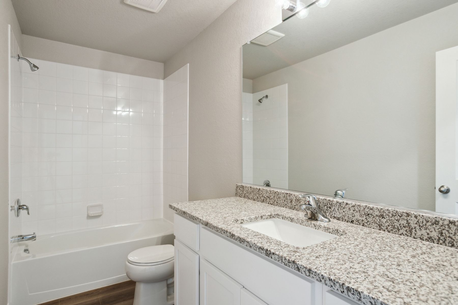 The secondary bathroom has the tub/shower combo.
