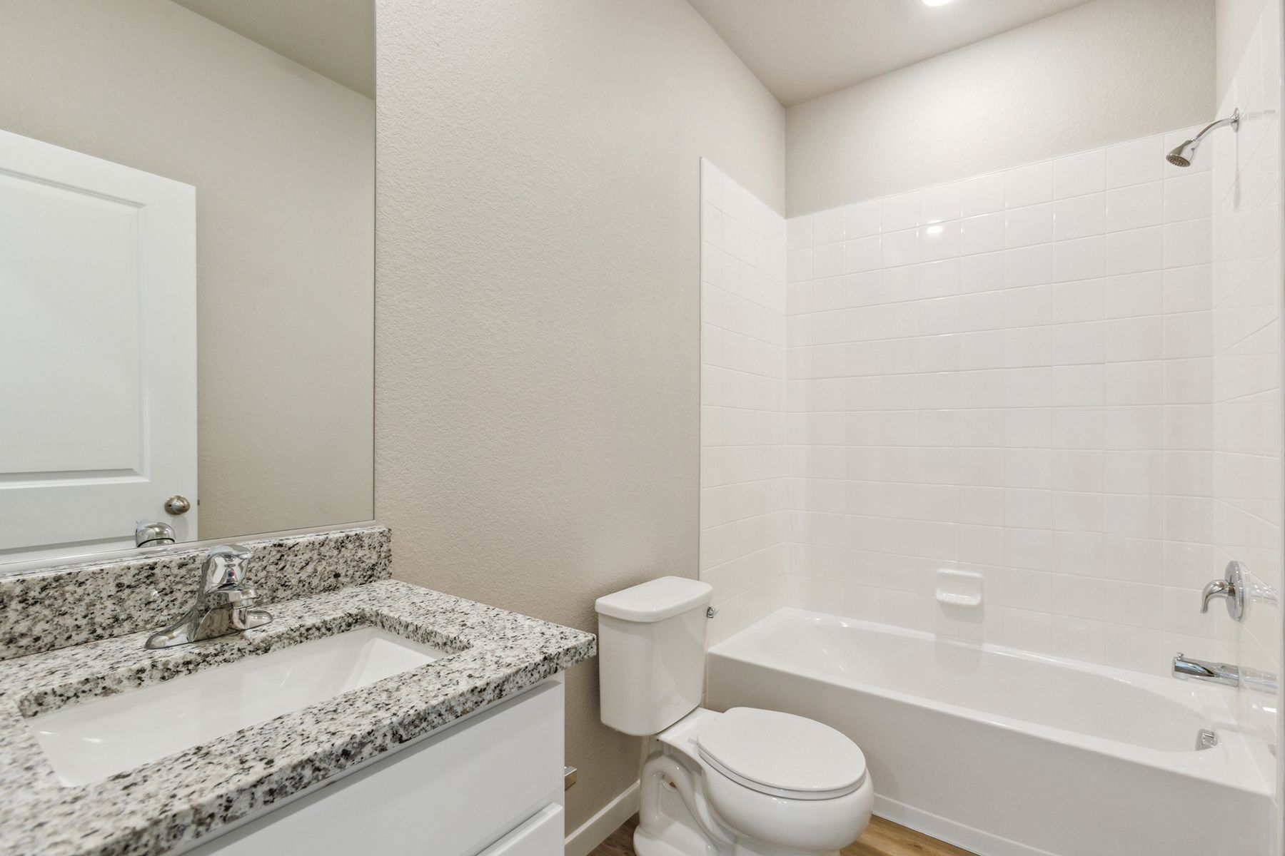 The secondary bathroom has the tub/shower combo.