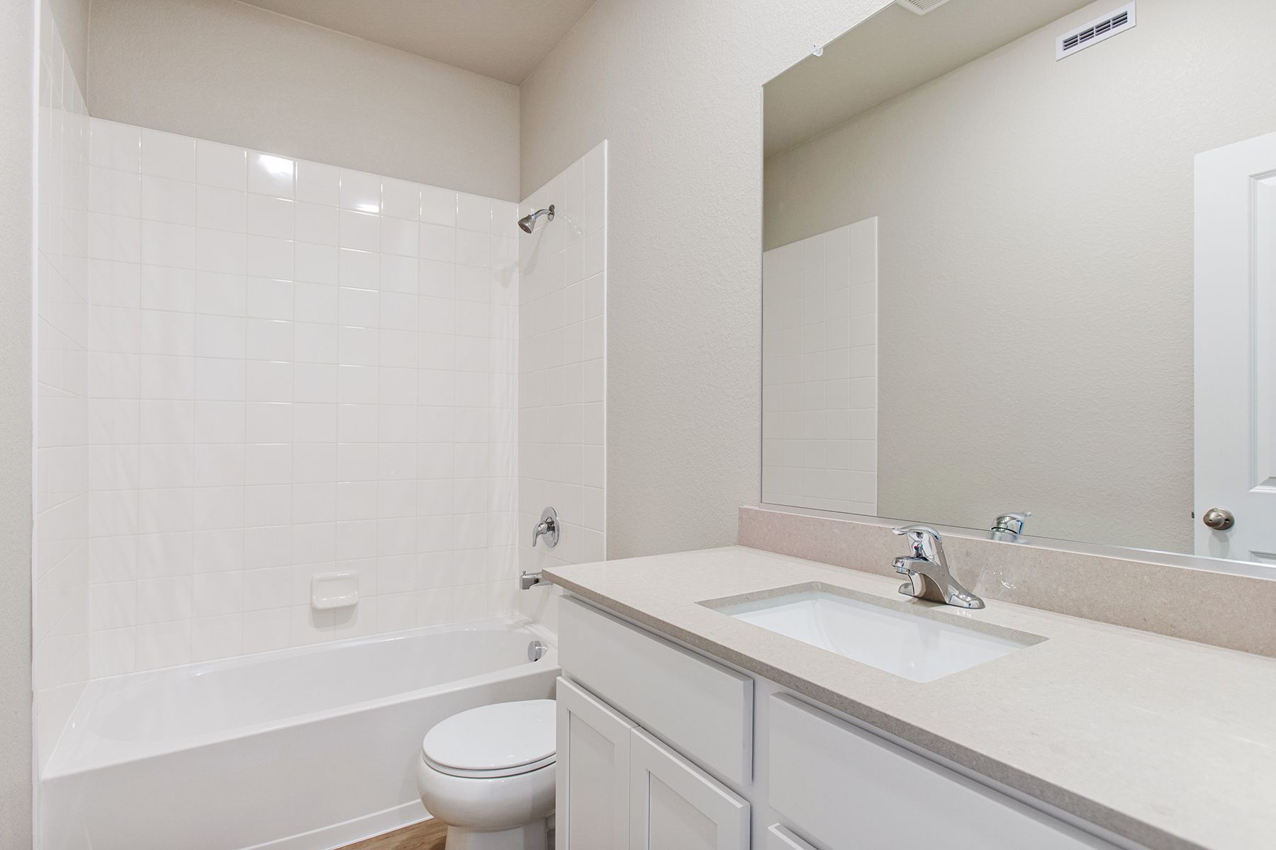 The secondary bathroom has the tub/shower combo.