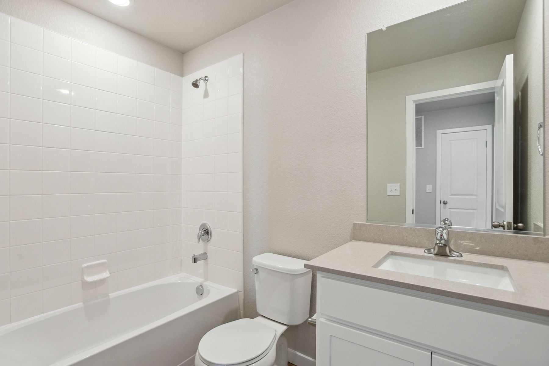 The secondary bathroom has the tub/shower combo.