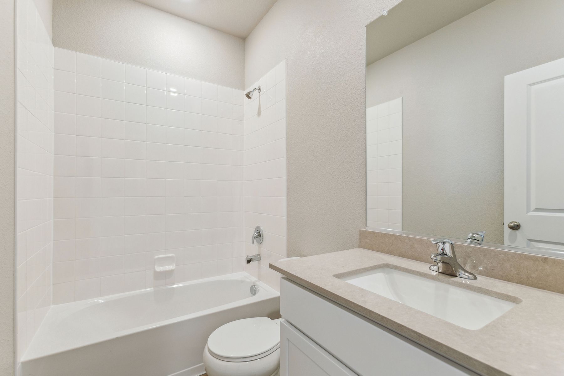 The secondary bathroom has the tub/shower combo.