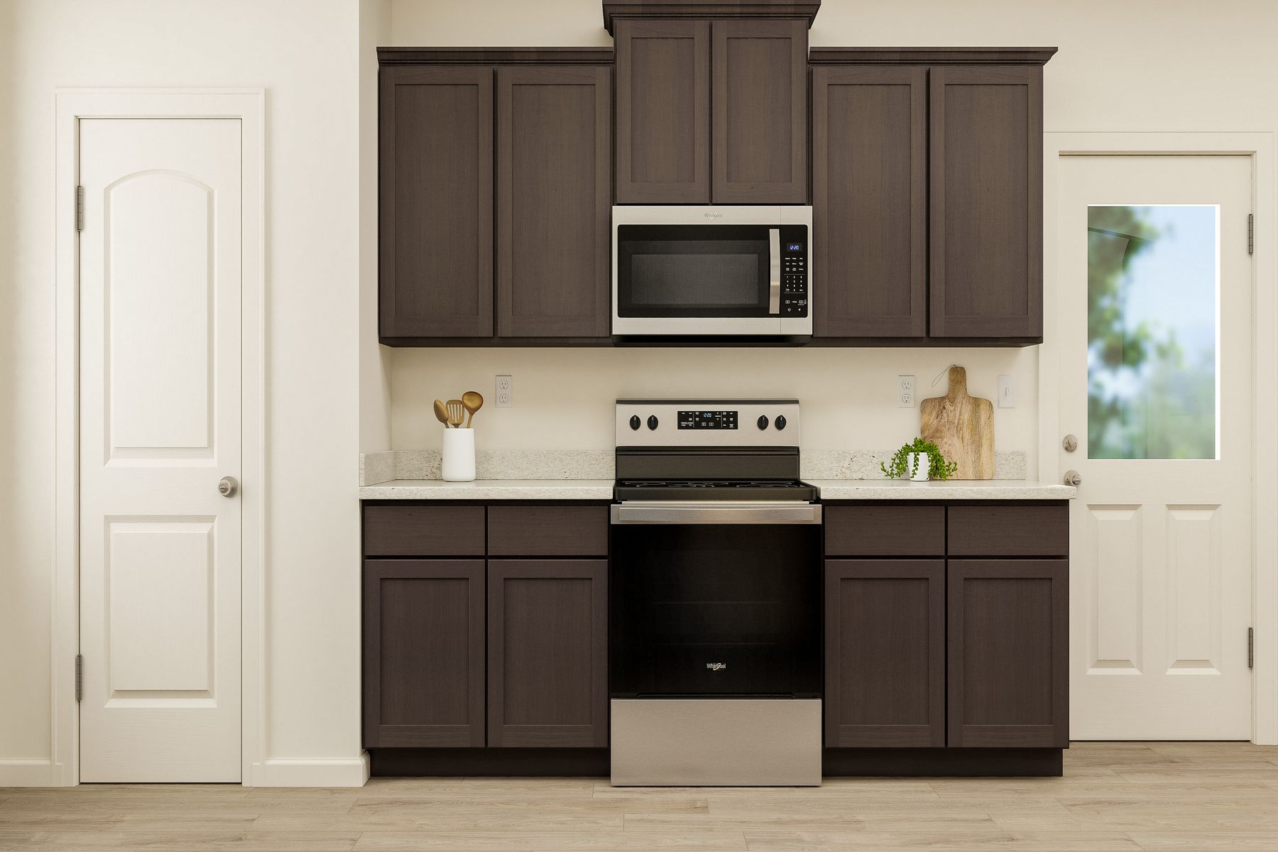 The kitchens at Creekside Estates have gorgeous wood cabinetry.