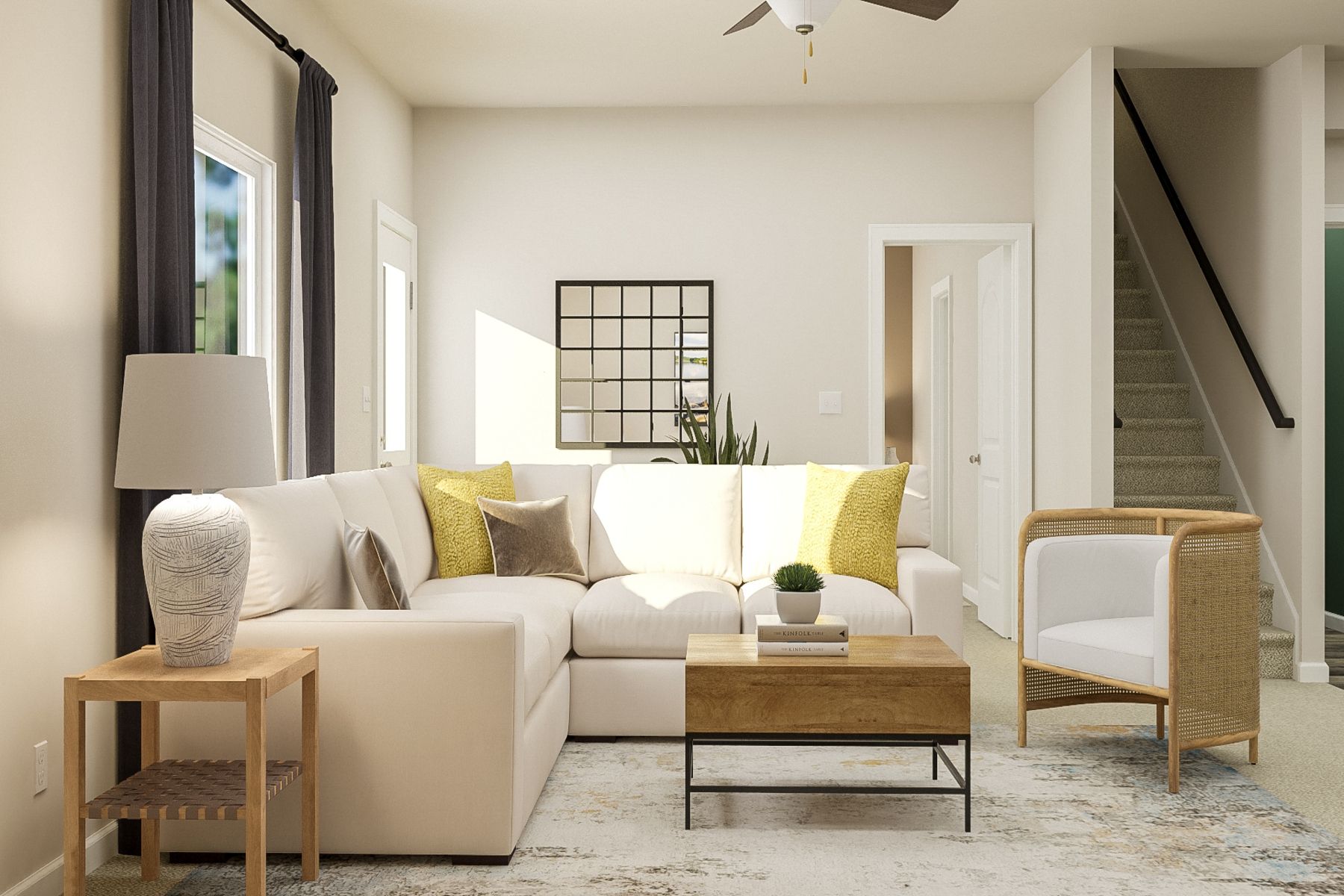 The family room has enough space for everyone to have a seat.