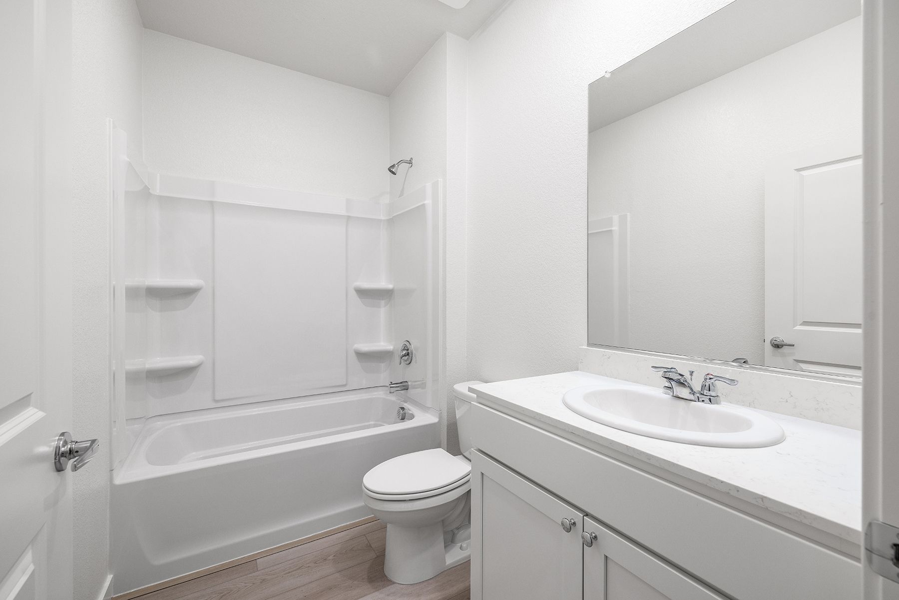 The secondary bathroom has the tub/shower combo.