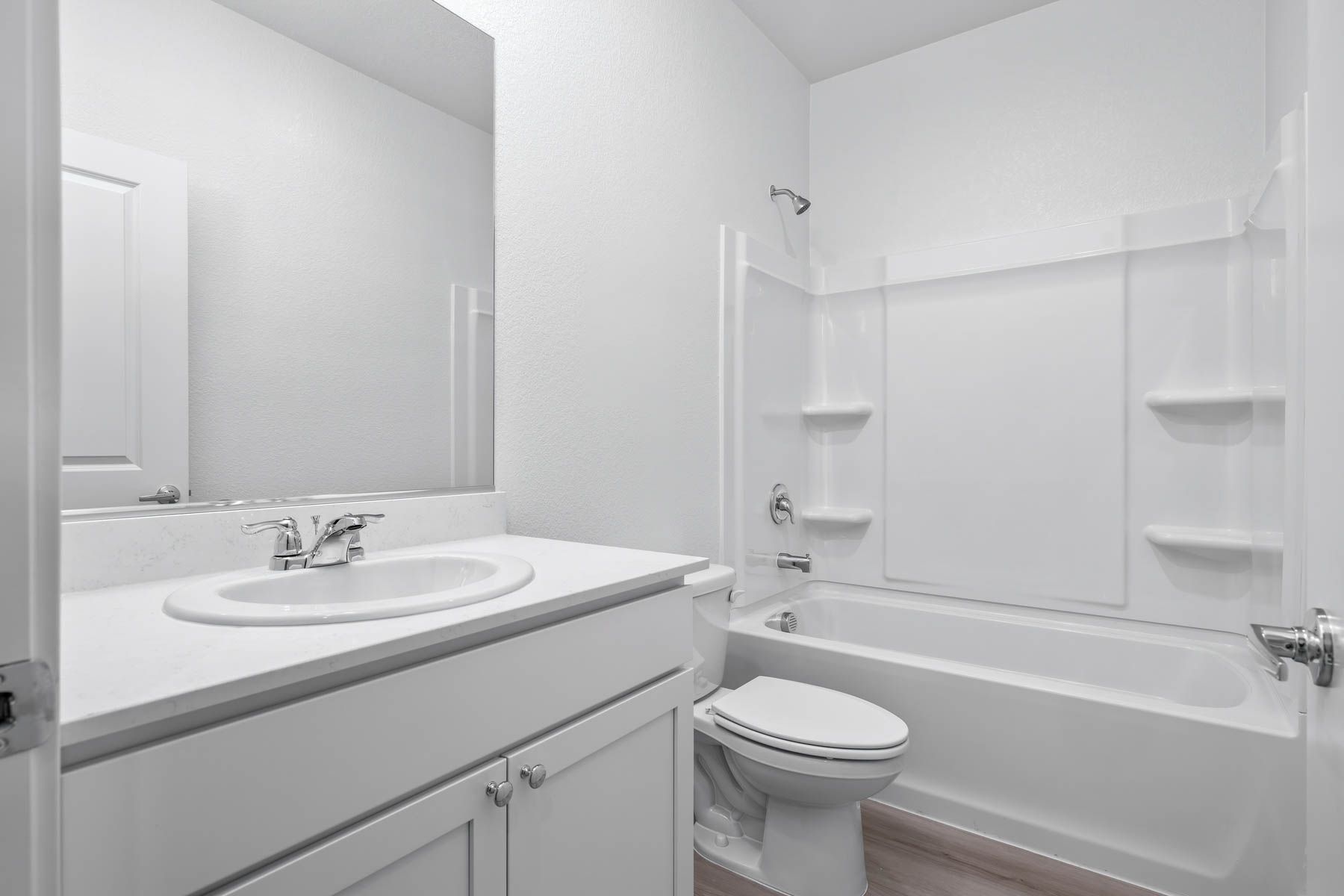 The secondary bathroom has the tub/shower combo.