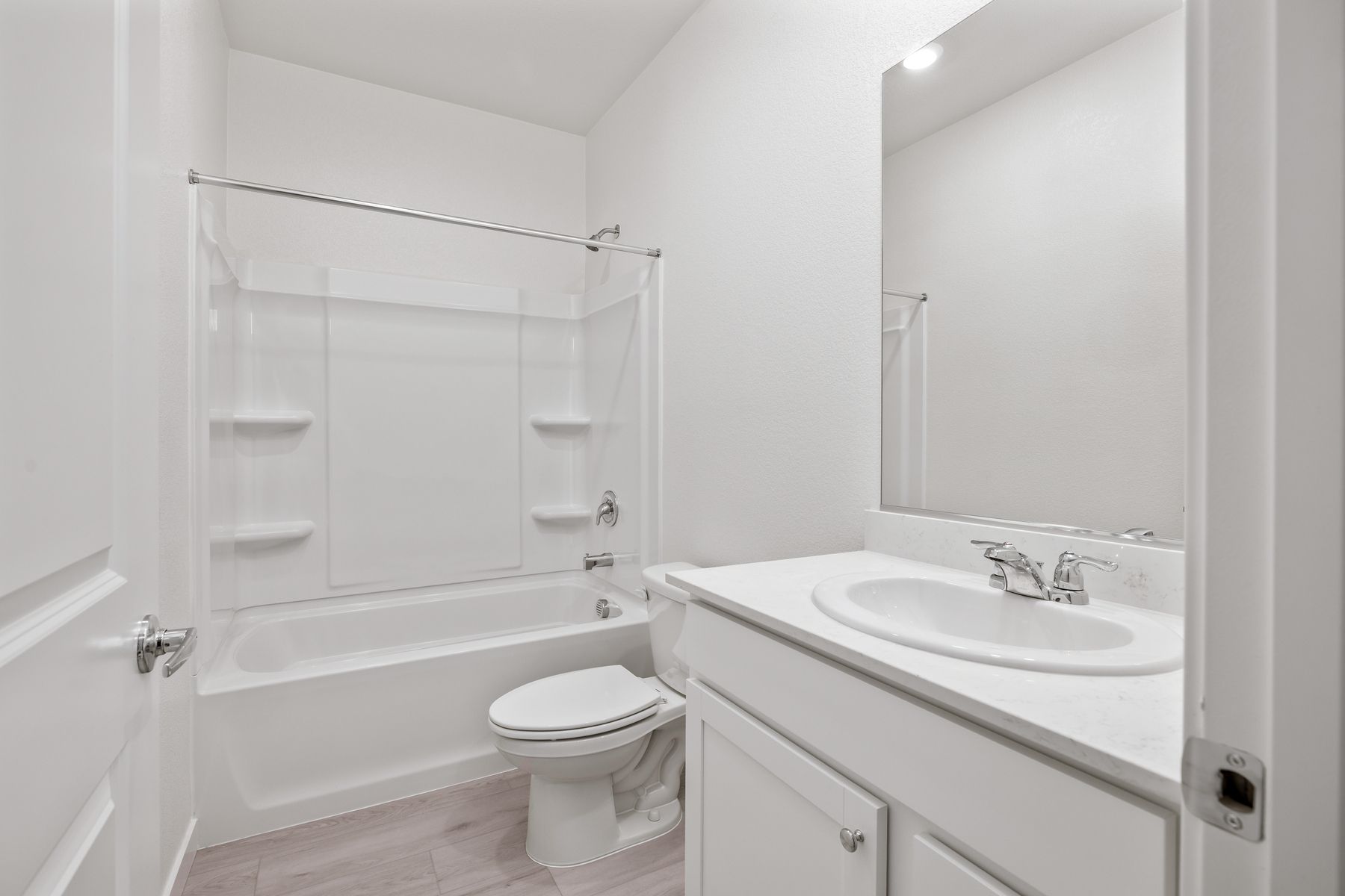 The secondary bathroom has the tub/shower combo.