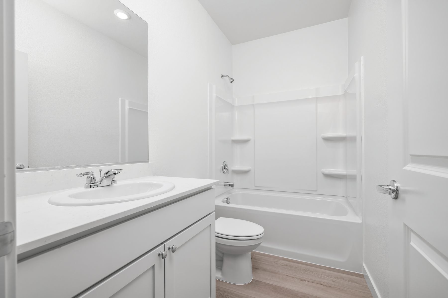 The secondary bathroom has the tub/shower combo.