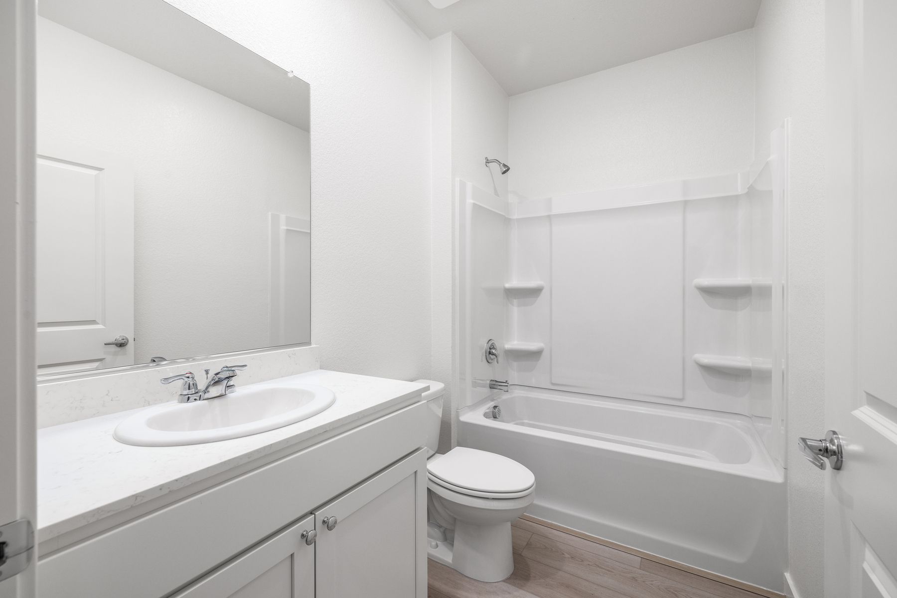 The secondary bathroom has the tub/shower combo.