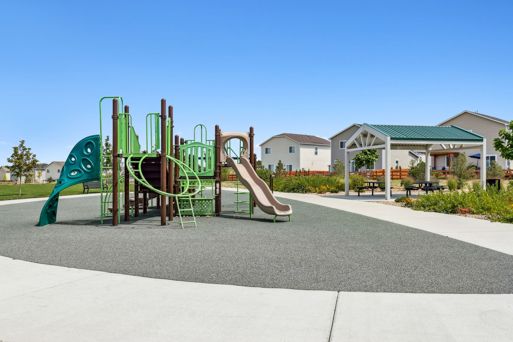 The park has a playground and pavilion!