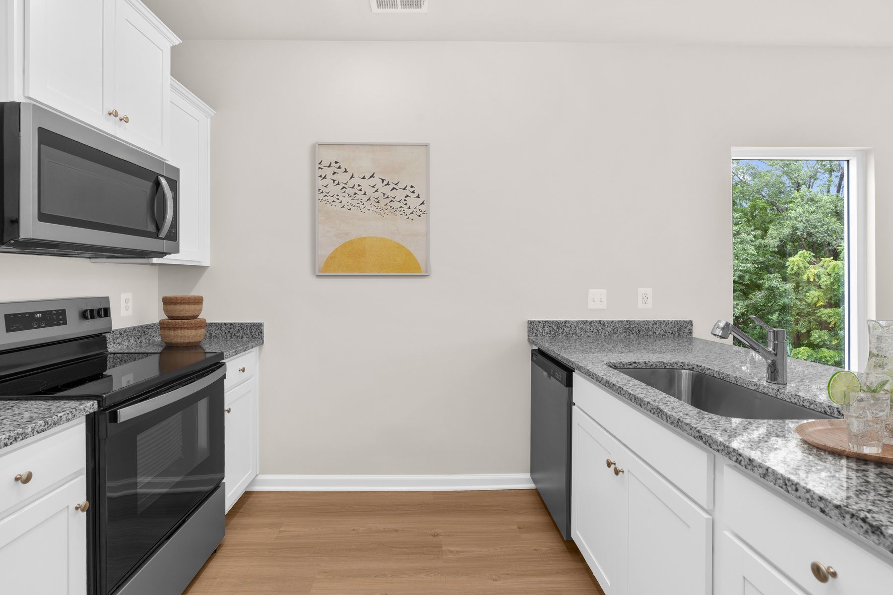 The kitchen has granite countertops