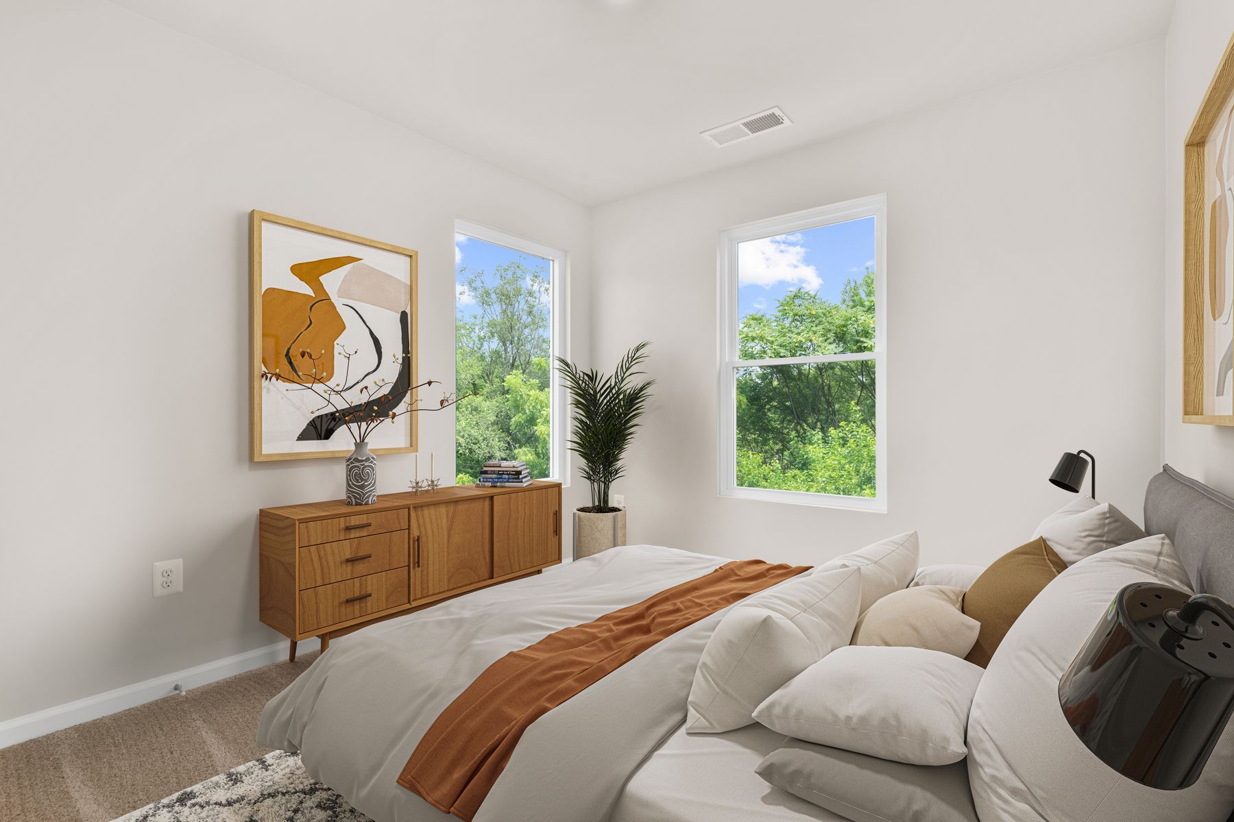 The secondary bathroom has a large soaking tub