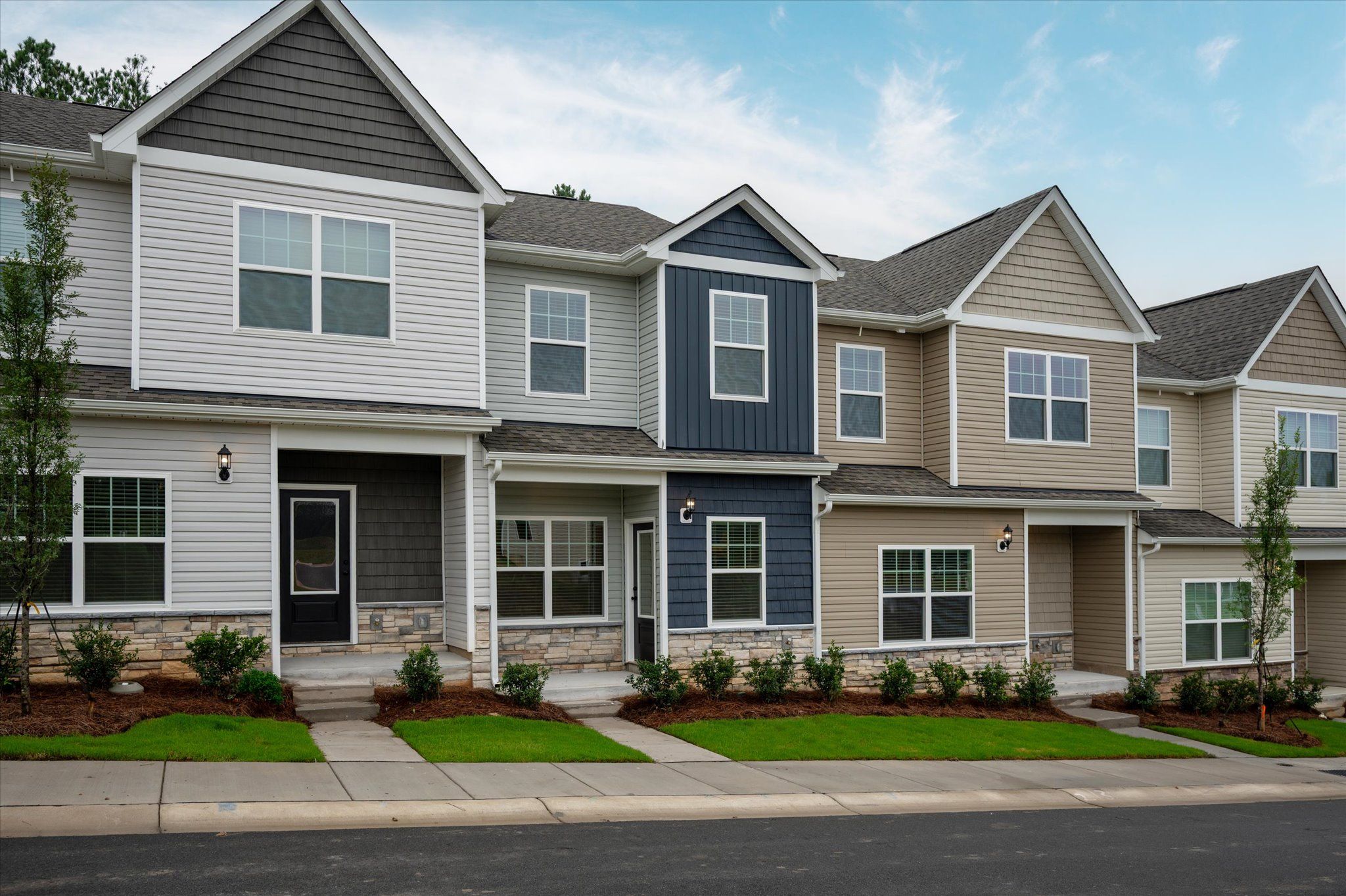 The Alpine townhome has stone detailing