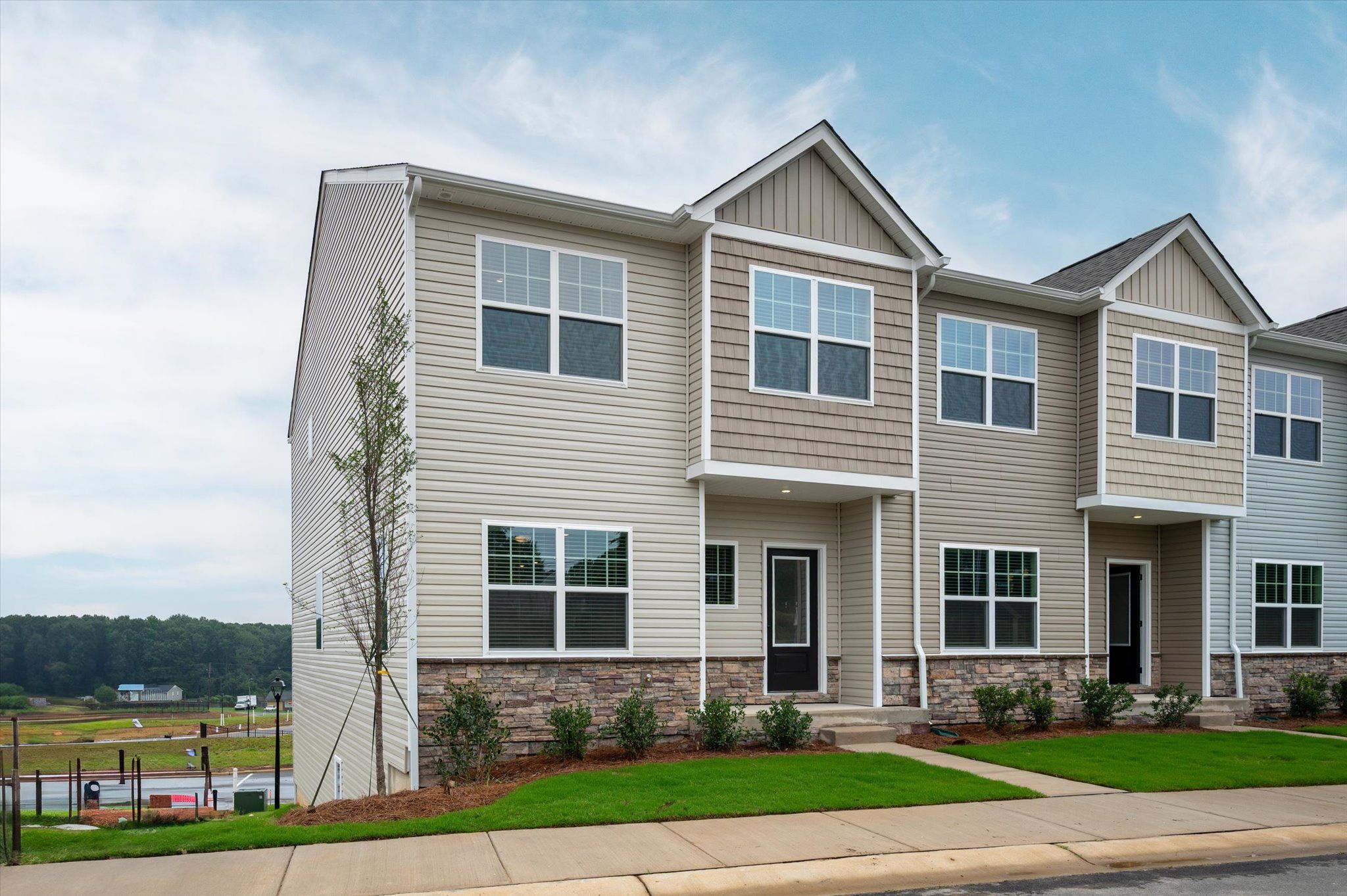 The Holly townhome has stone detailing