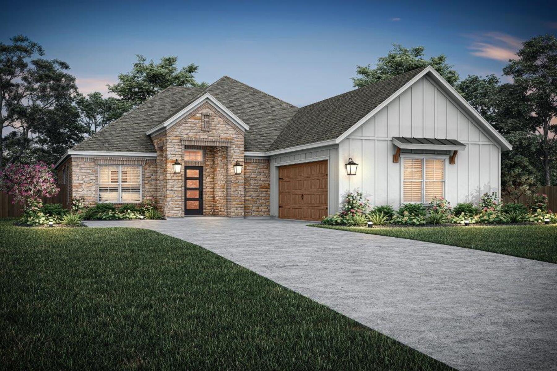 Dusk exterior elevation of the Kingsley C.