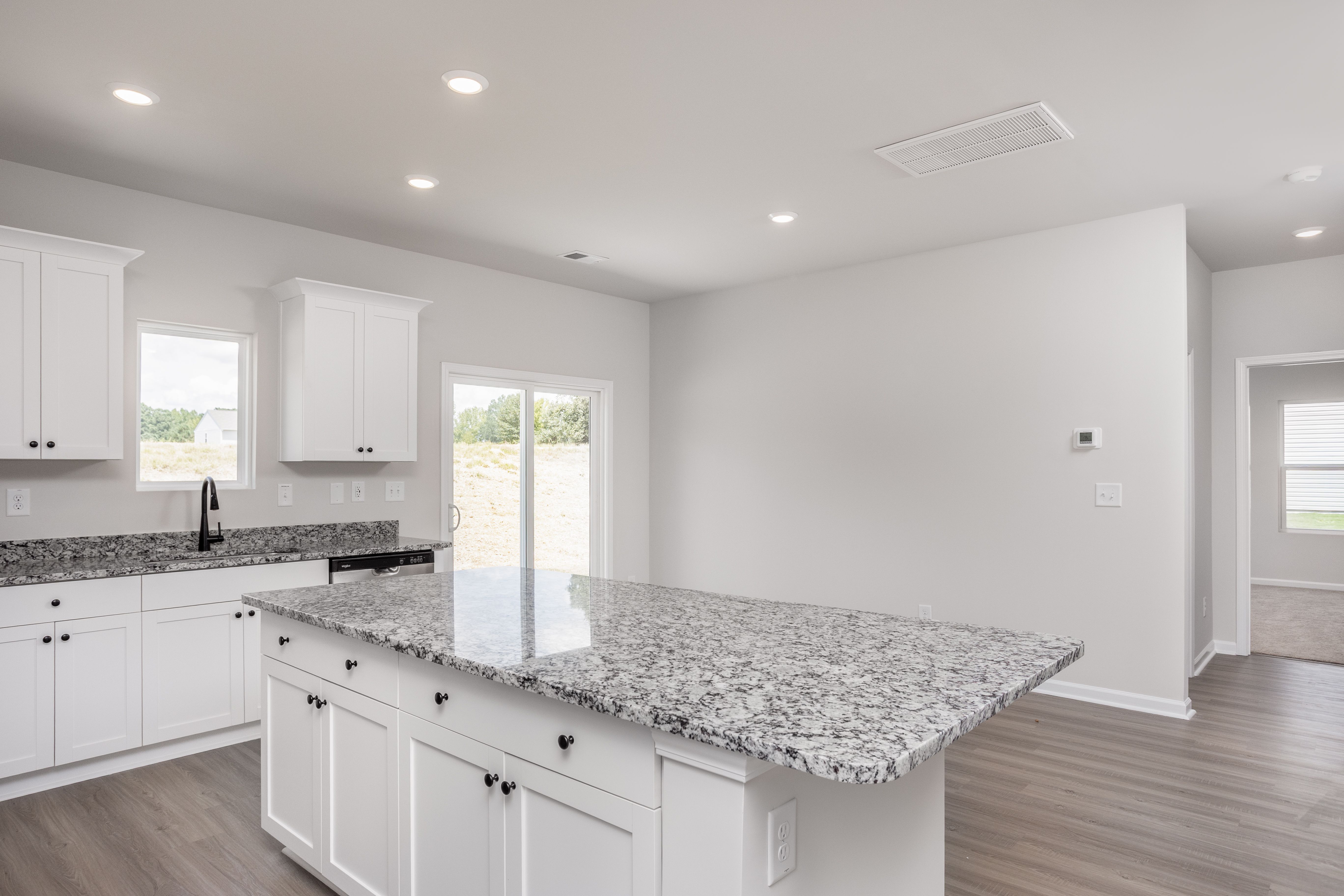 Spacious kitchen island.