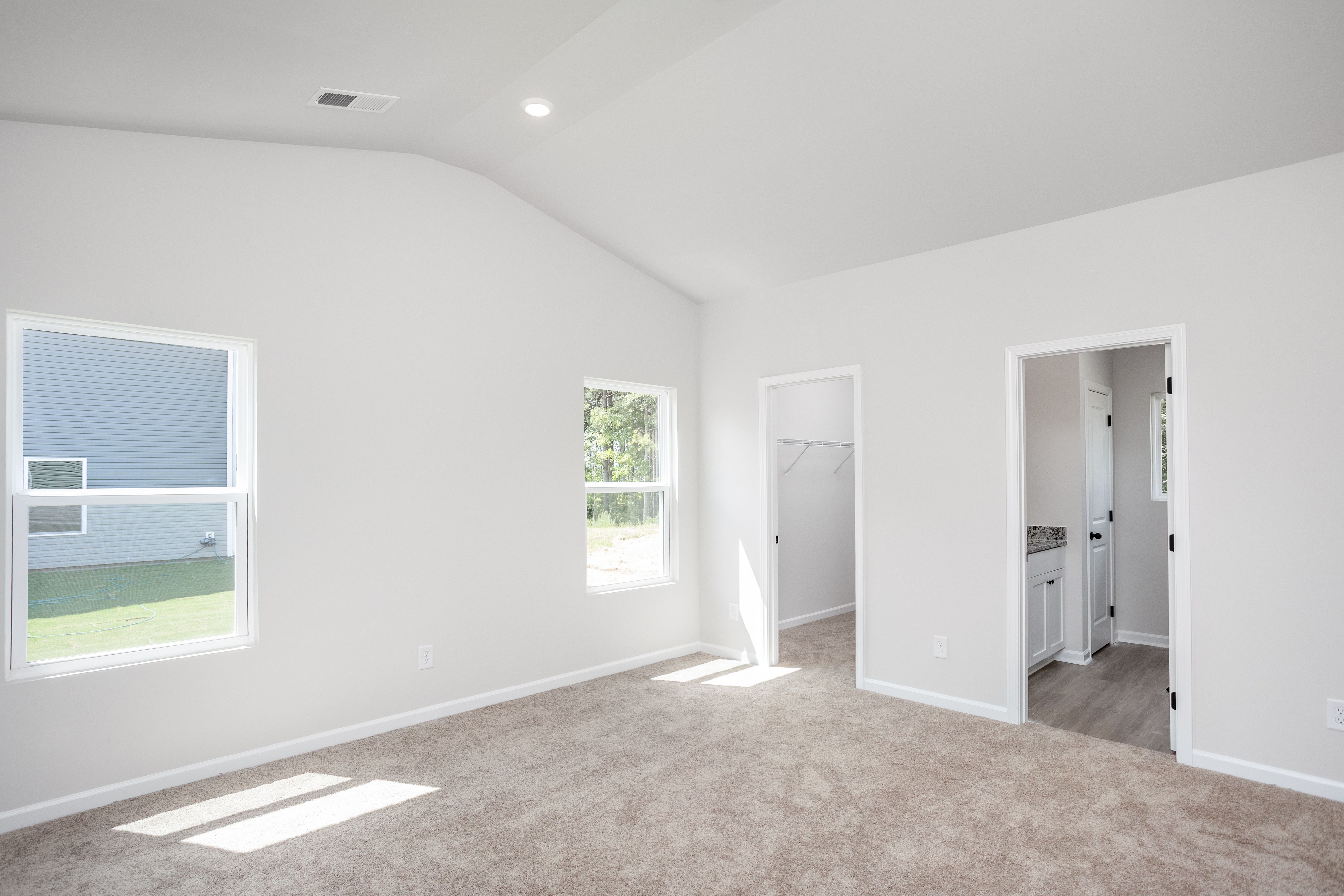 The master retreat has a walk-in closet and bathroom