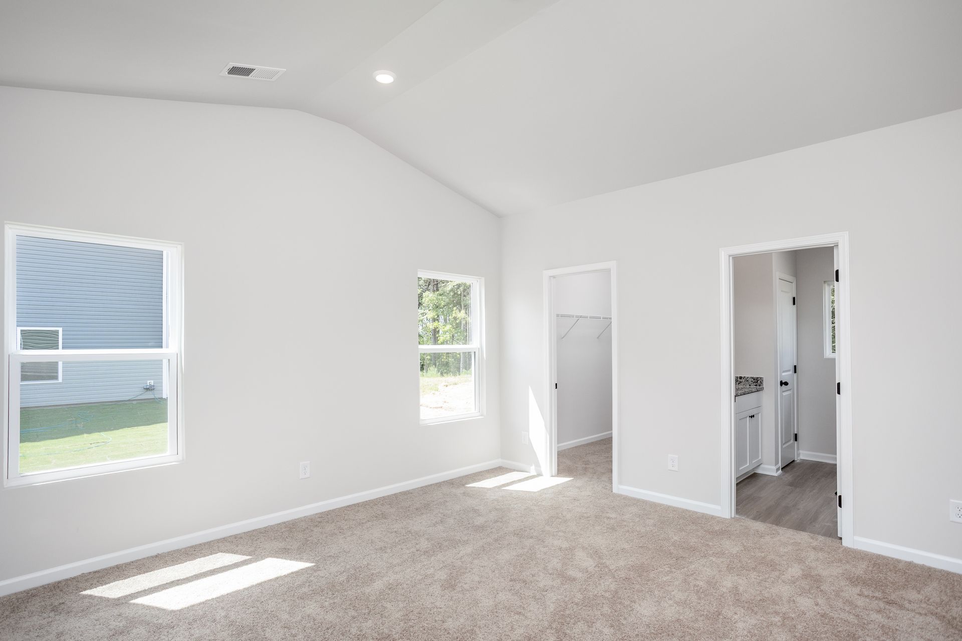 The master retreat has a walk-in closet and bathroom