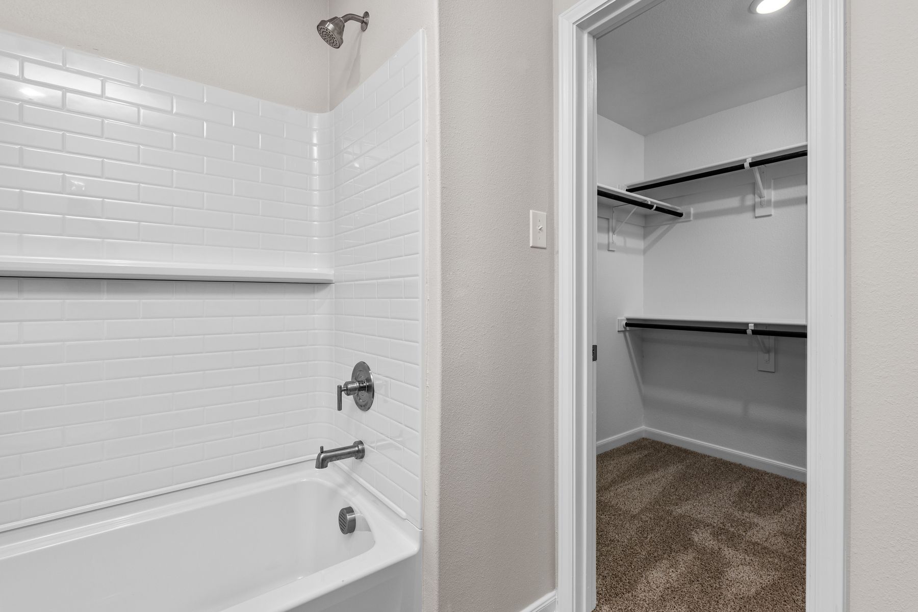The bathroom of the master has a walk-in closet.