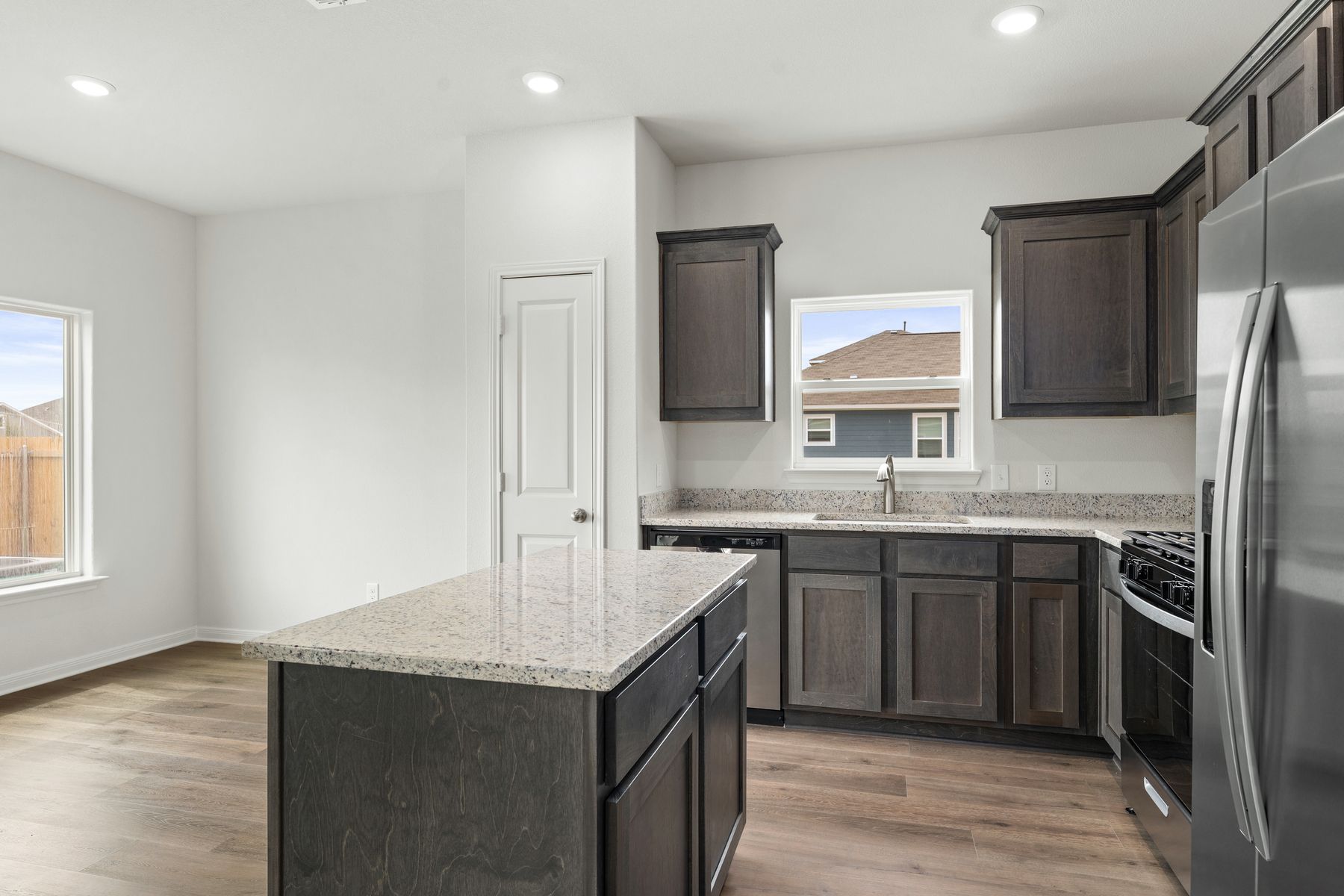 The kitchen has a convenient island.