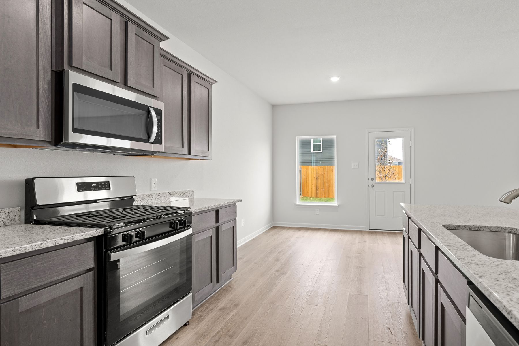 The dining room sits right off of the kitchen.
