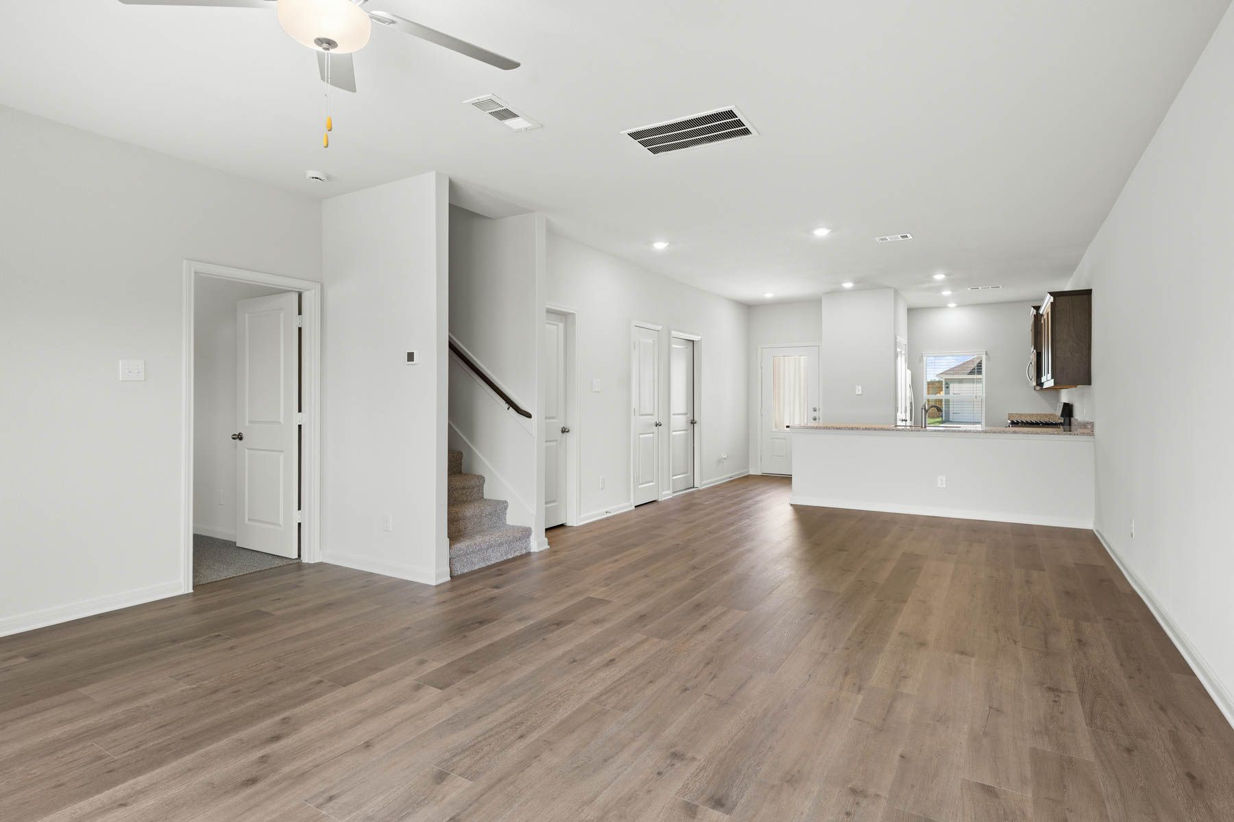 The first floor of the Driftwood has a wonderful, open-concept layout.