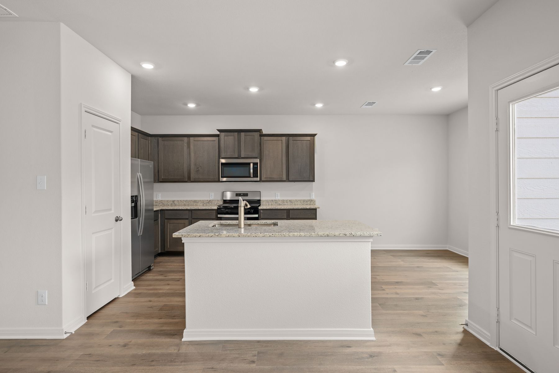 The kitchen has a convenient island.