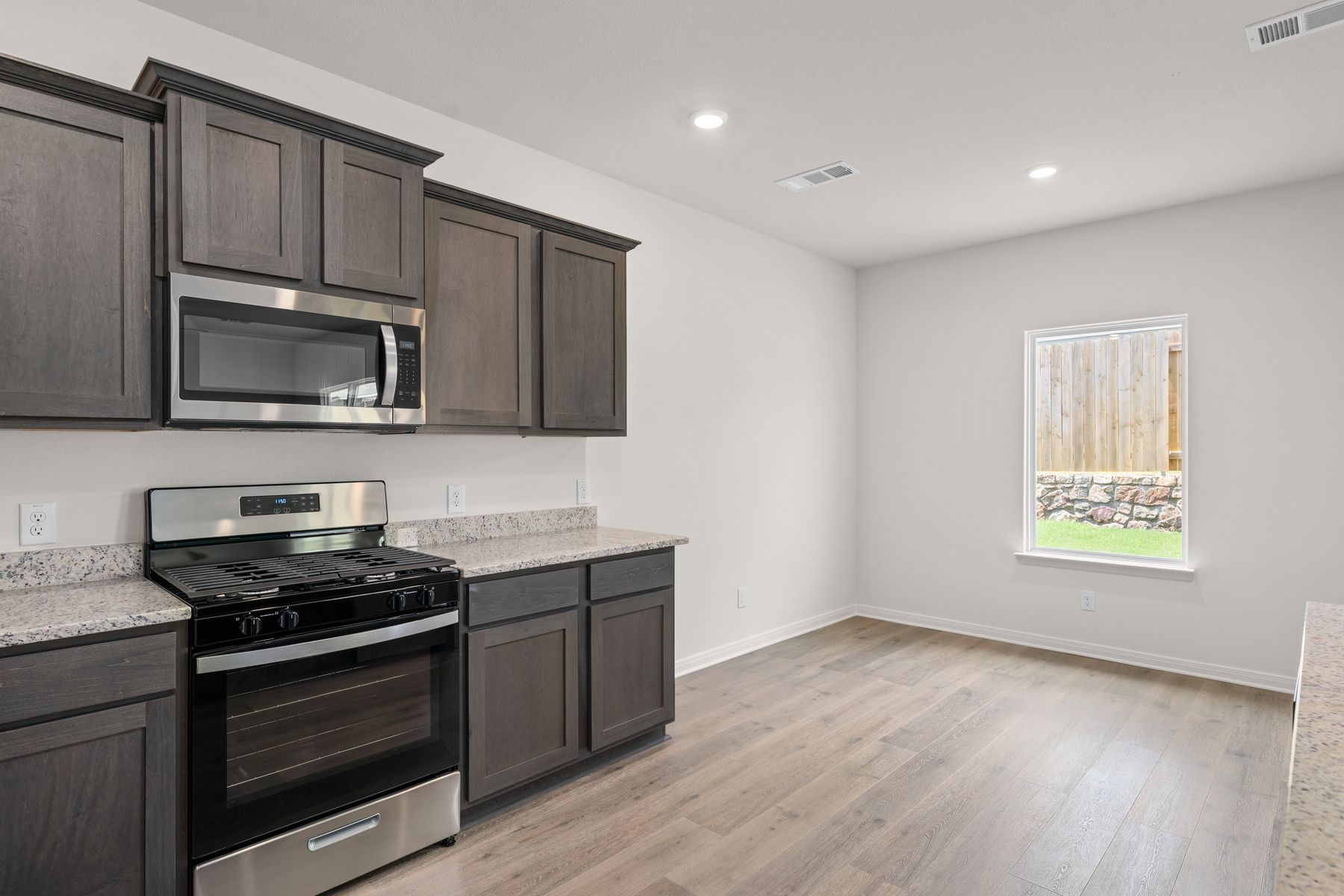 The dining room sits right off of the kitchen.